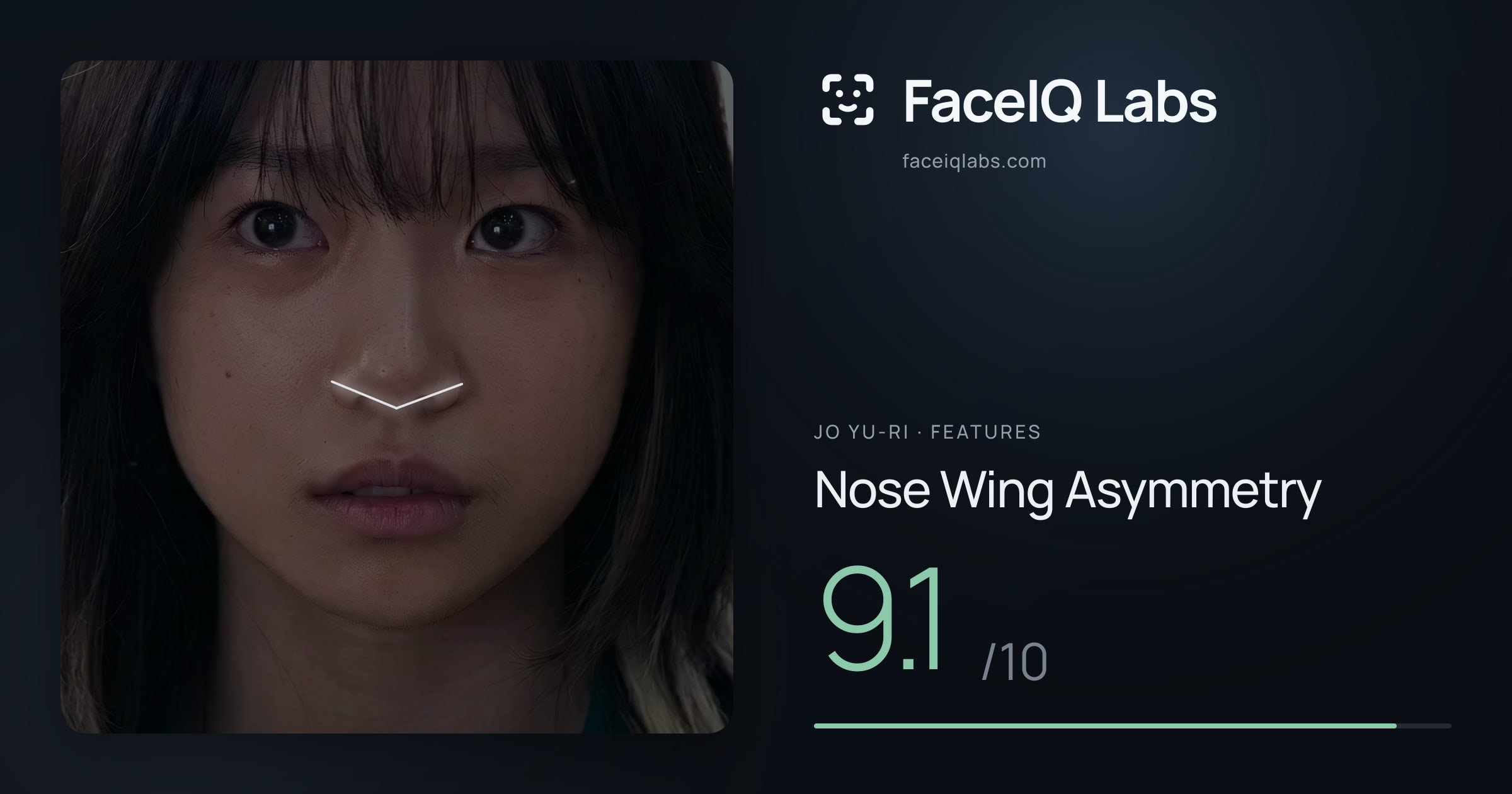 Jo Yu-ri Nose Wing Asymmetry: 9.1/10, drawn on the photo