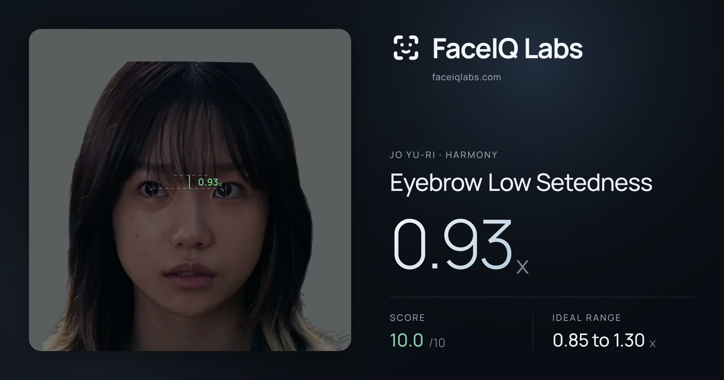 Jo Yu-ri Eyebrow Low Setedness: 0.93x, drawn on the photo