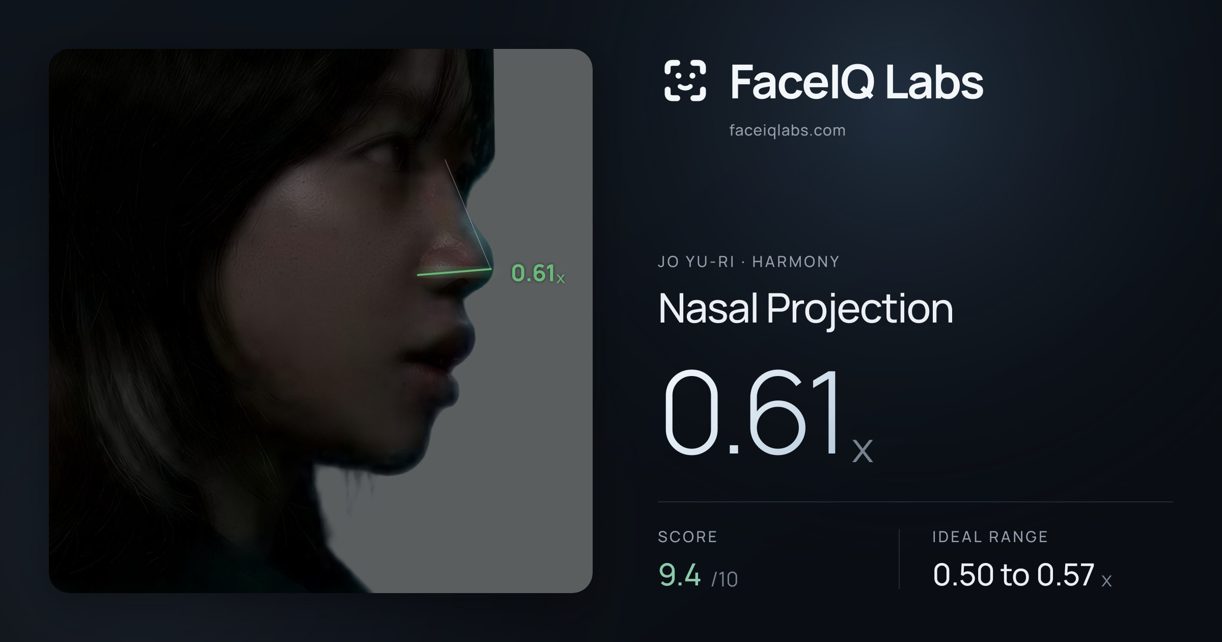 Jo Yu-ri Nasal Projection: 0.61x, drawn on the photo