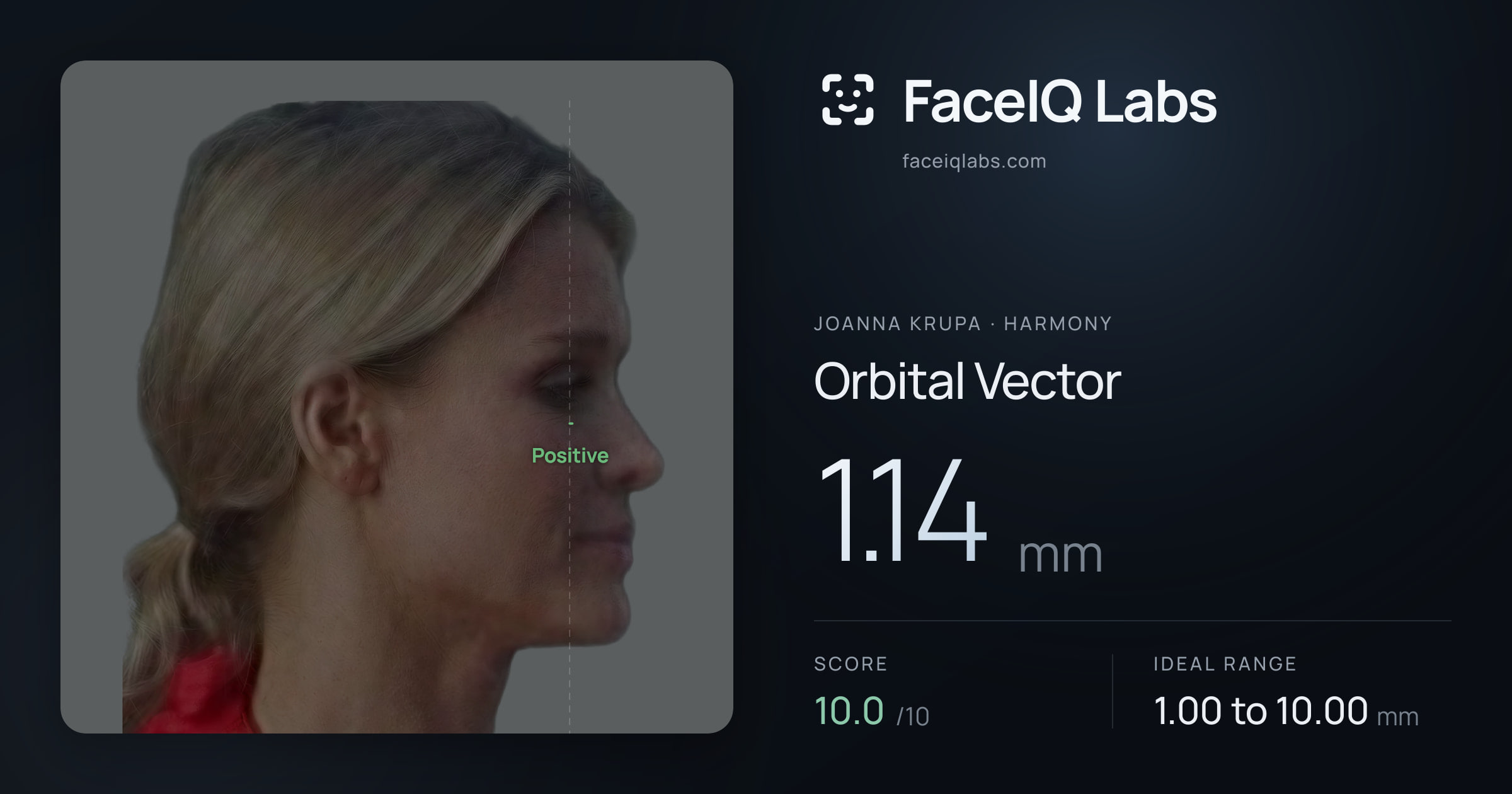 Joanna Krupa Orbital Vector: 1.14mm, drawn on the photo