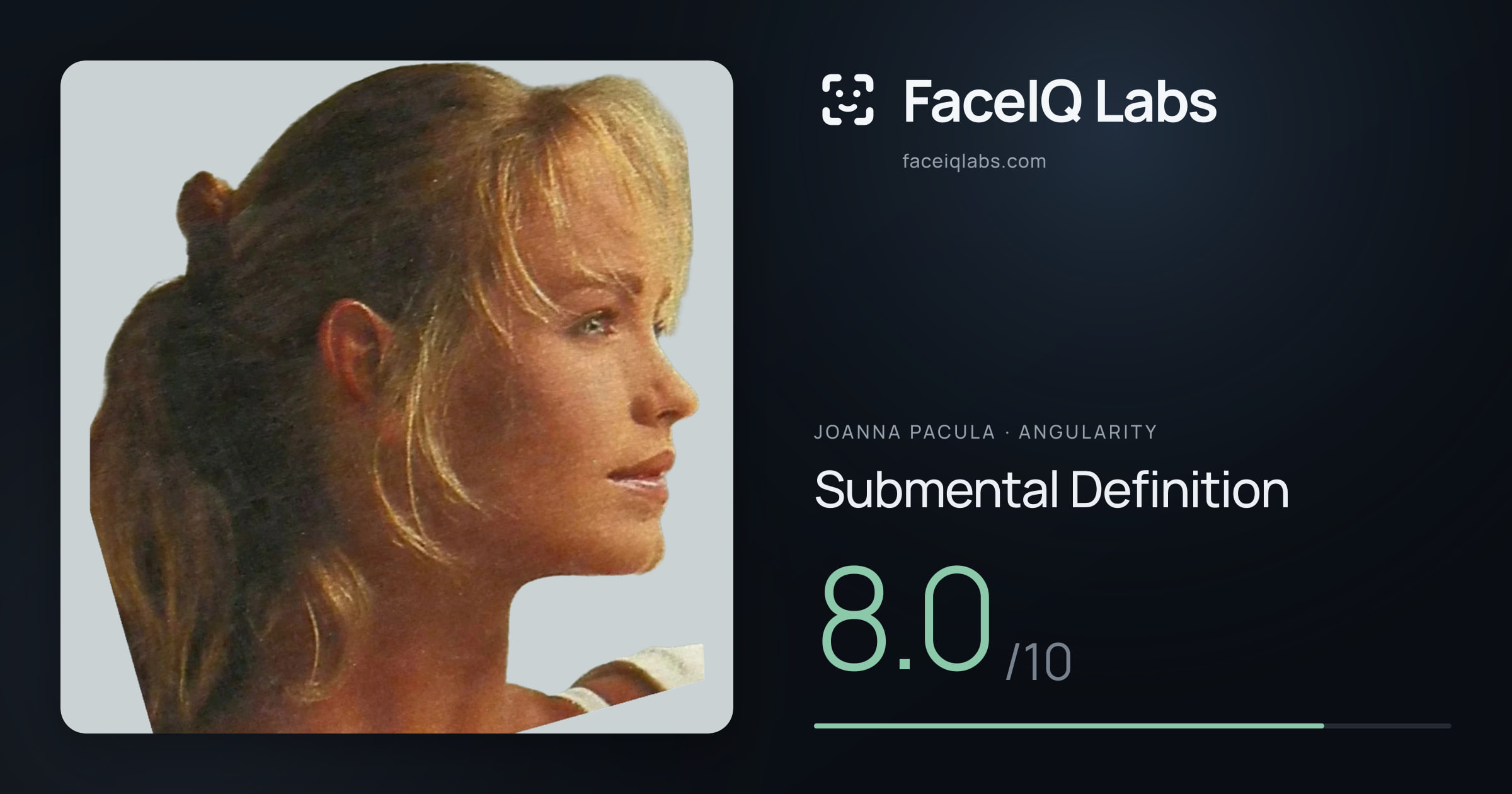 Joanna Pacula Submental Definition: 8.0/10, drawn on the photo