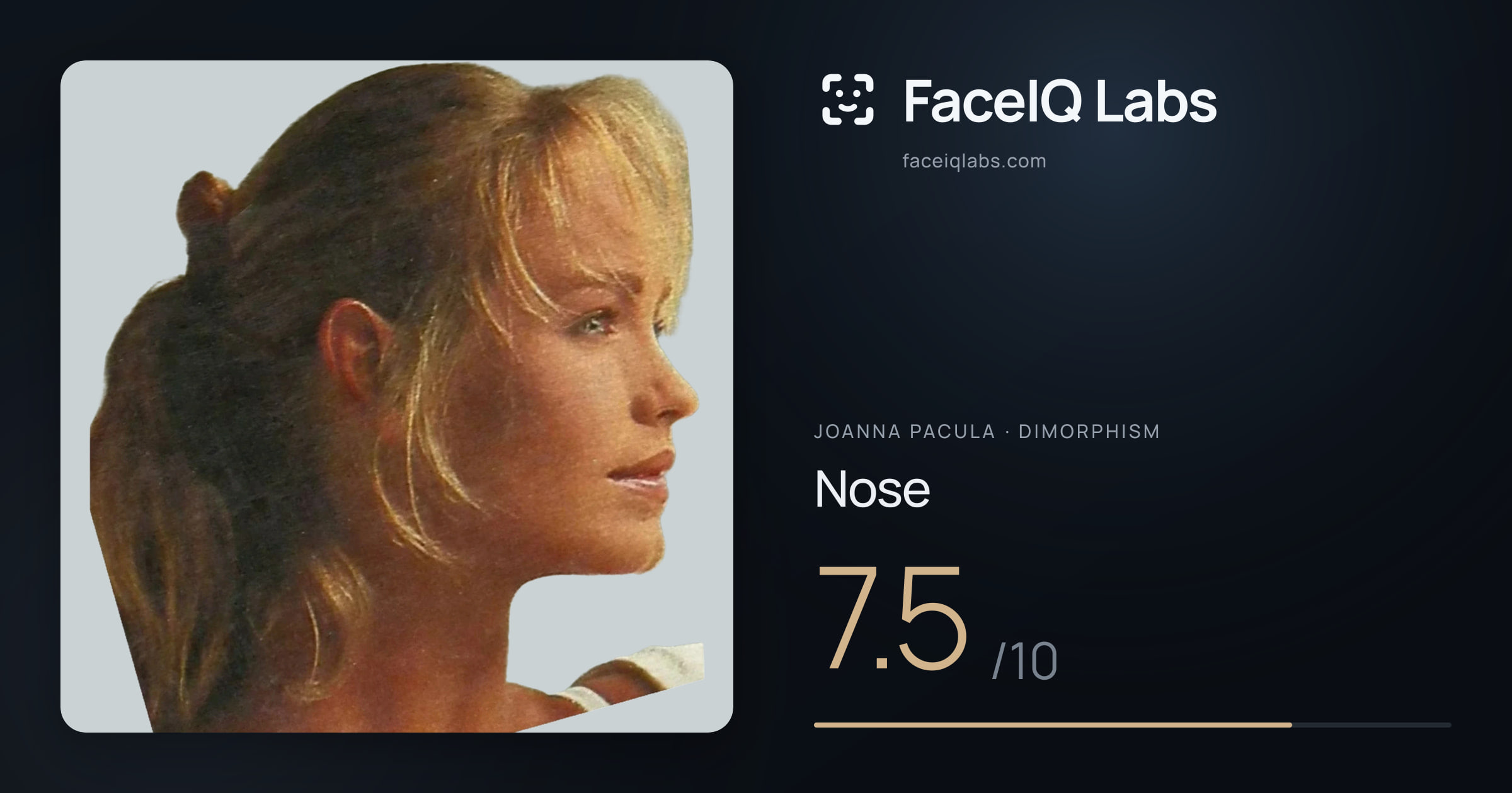 Joanna Pacula Nose: 7.5/10, drawn on the photo