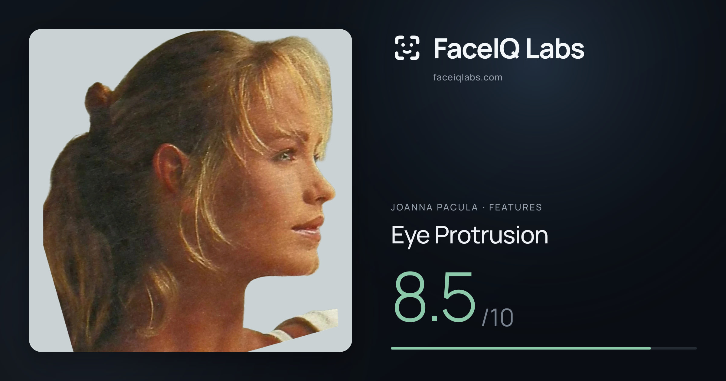 Joanna Pacula Eye Protrusion: 8.5/10, drawn on the photo