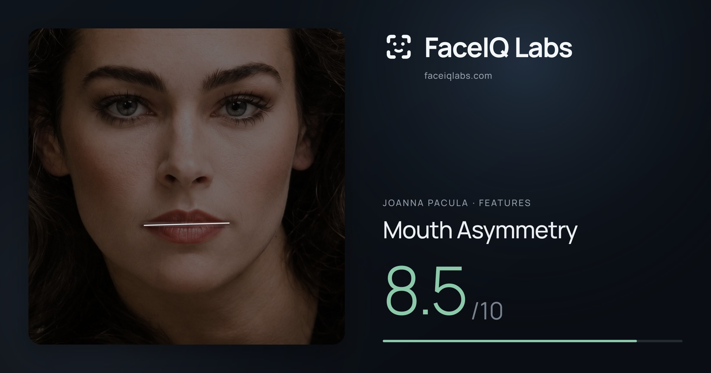 Joanna Pacula Mouth Asymmetry: 8.5/10, drawn on the photo