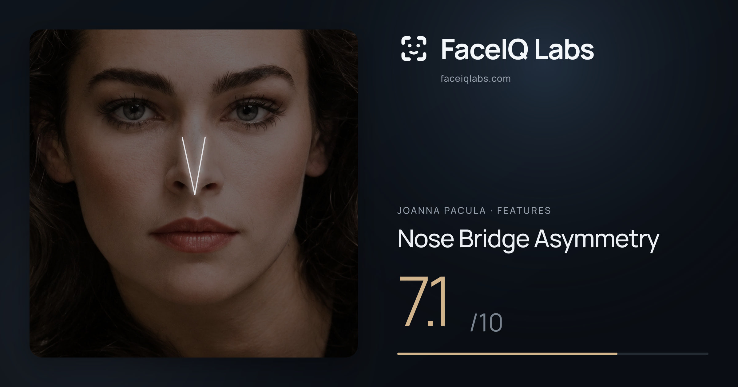 Joanna Pacula Nose Bridge Asymmetry: 7.1/10, drawn on the photo