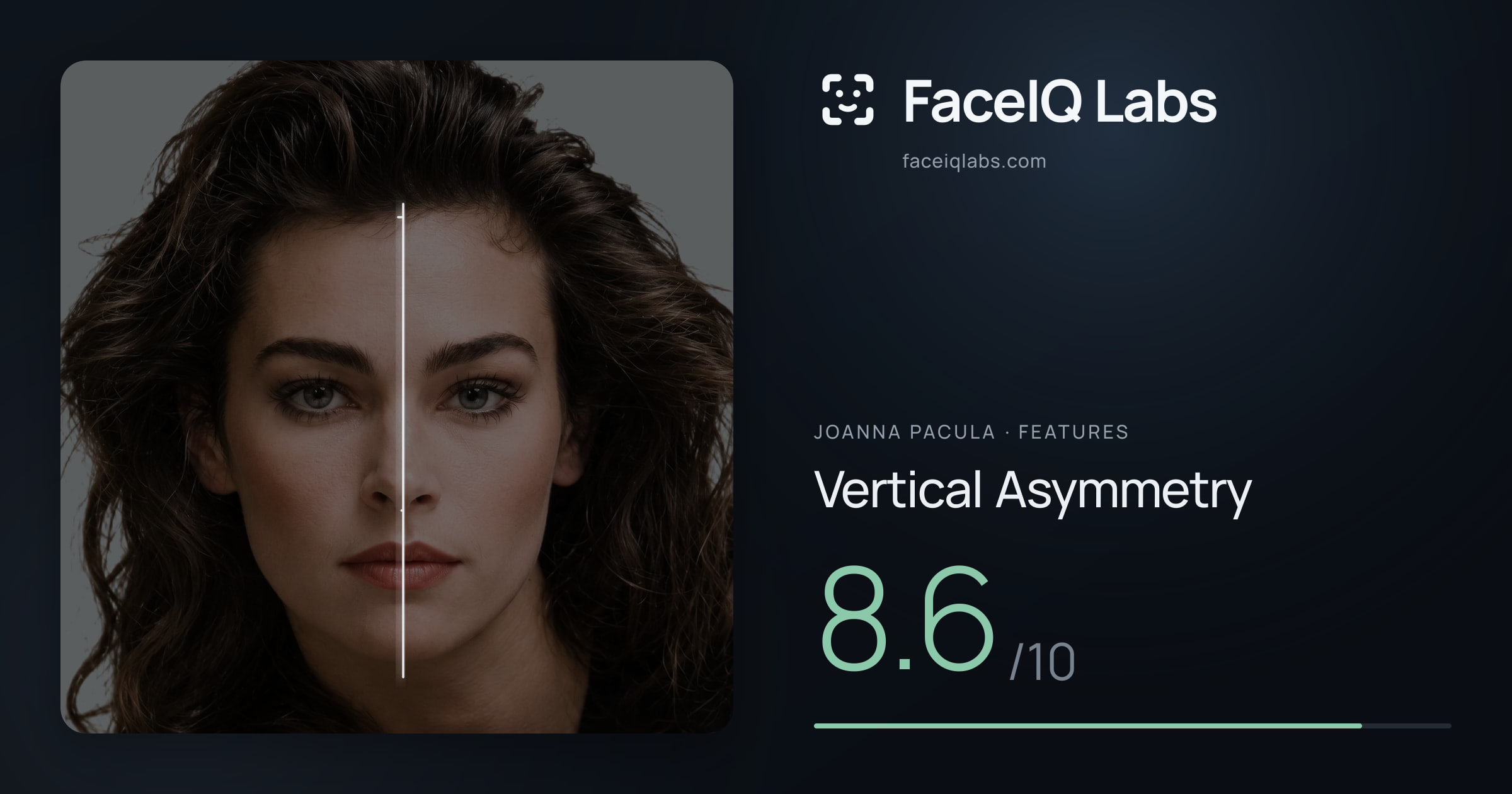 Joanna Pacula Vertical Asymmetry: 8.6/10, drawn on the photo