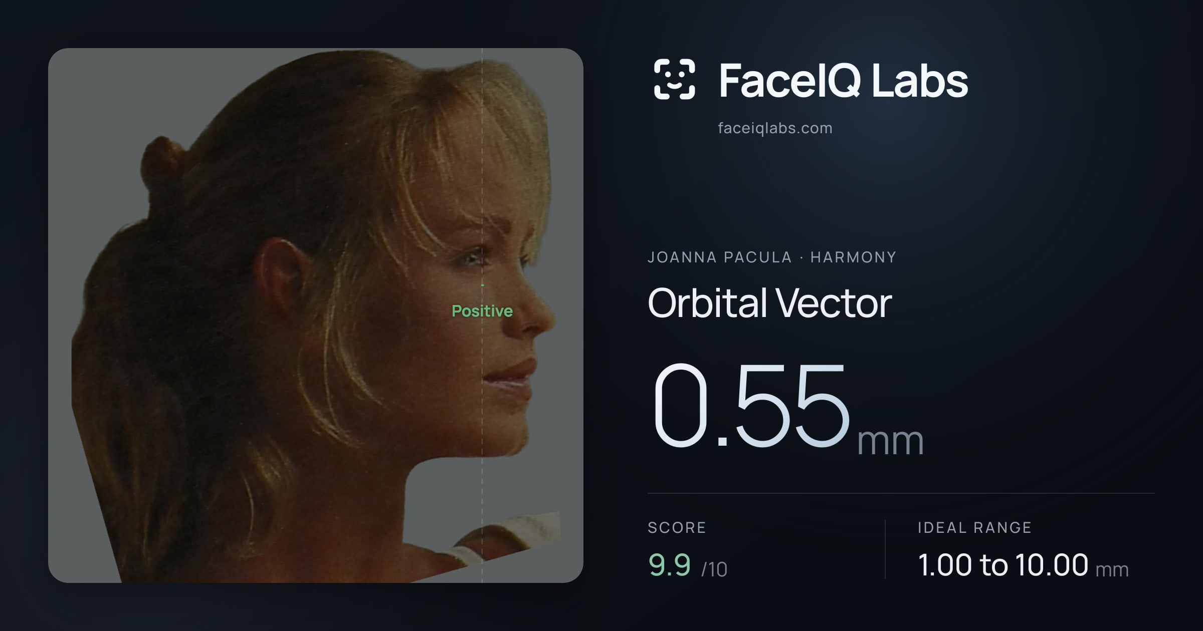 Joanna Pacula Orbital Vector: 0.55mm, drawn on the photo