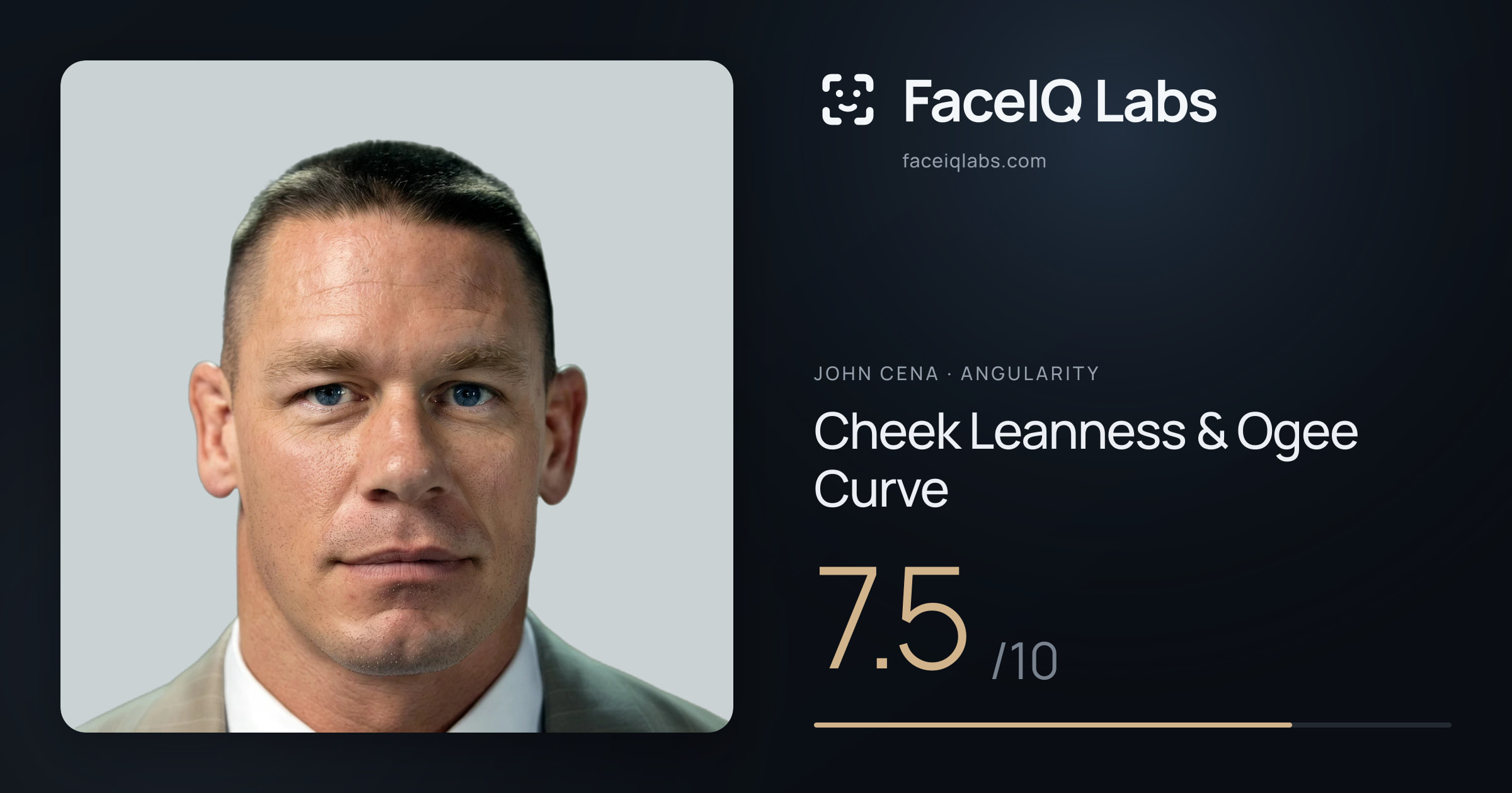 John Cena Cheek Leanness & Ogee Curve: 7.5/10, drawn on the photo