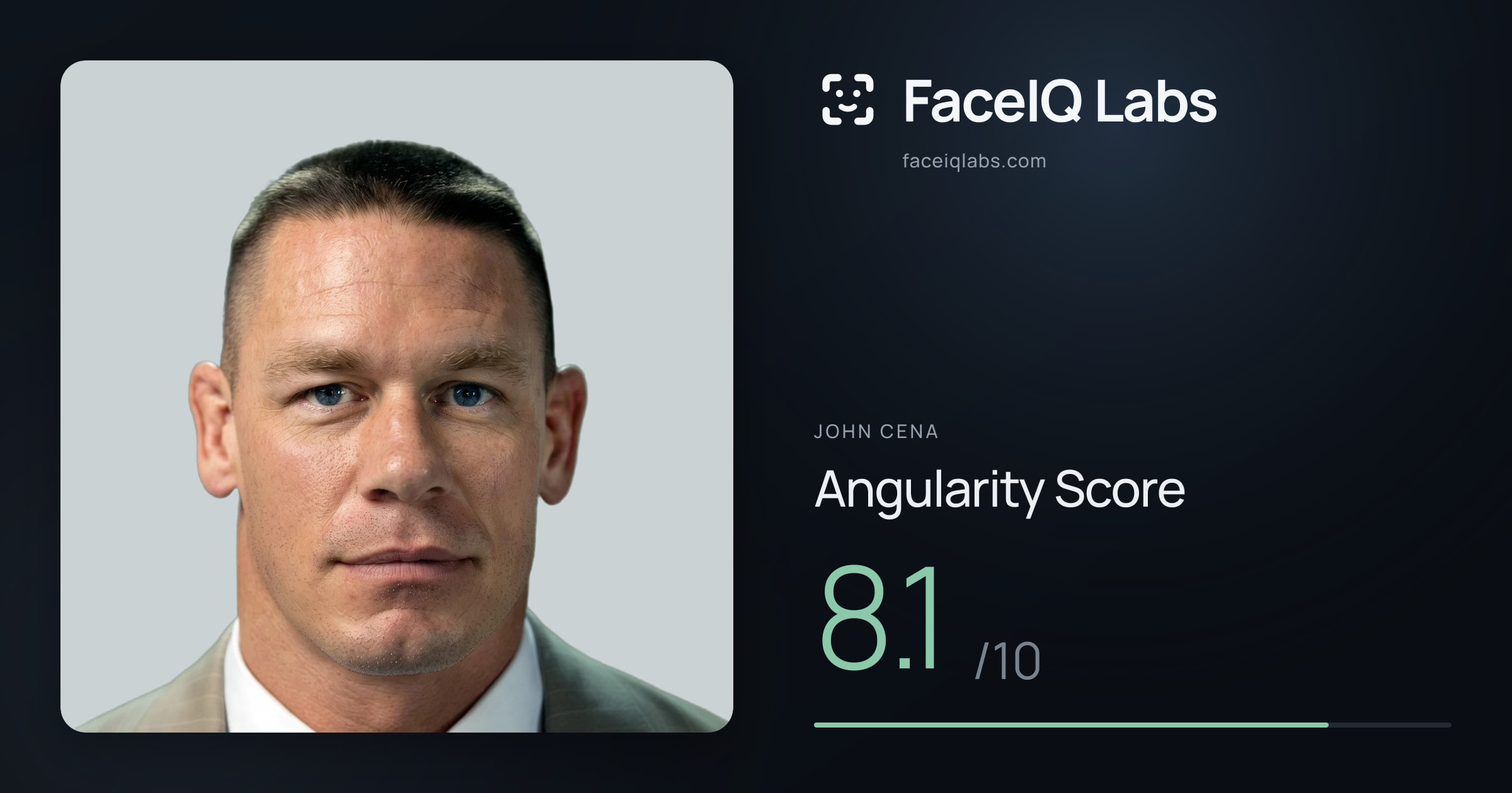 John Cena Angularity: 8.1/10, with each assessment drawn on the photo
