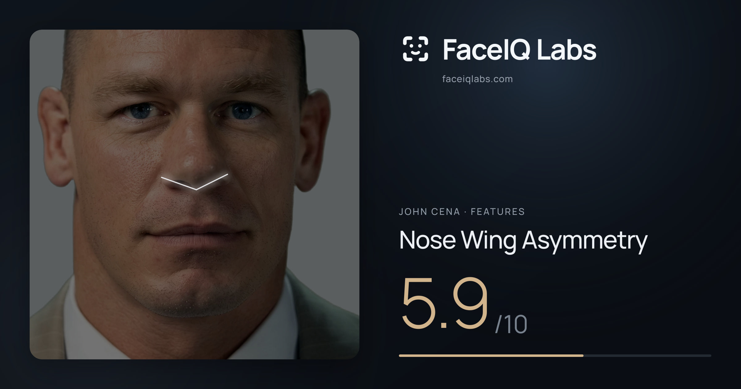 John Cena Nose Wing Asymmetry: 5.9/10, drawn on the photo