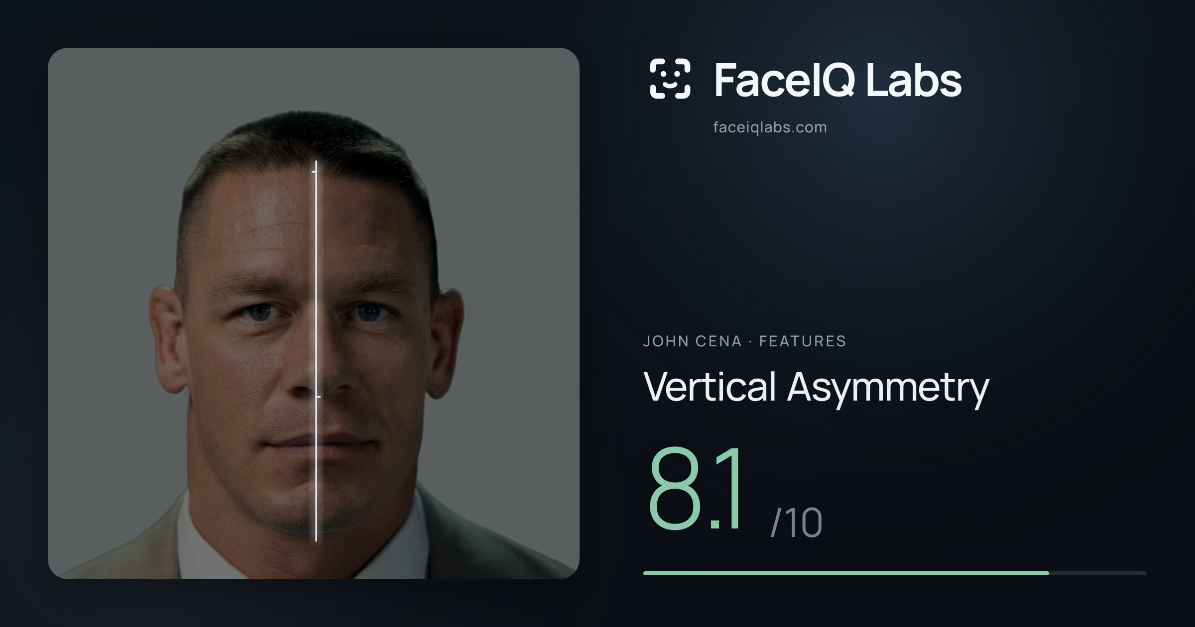 John Cena Vertical Asymmetry: 8.1/10, drawn on the photo