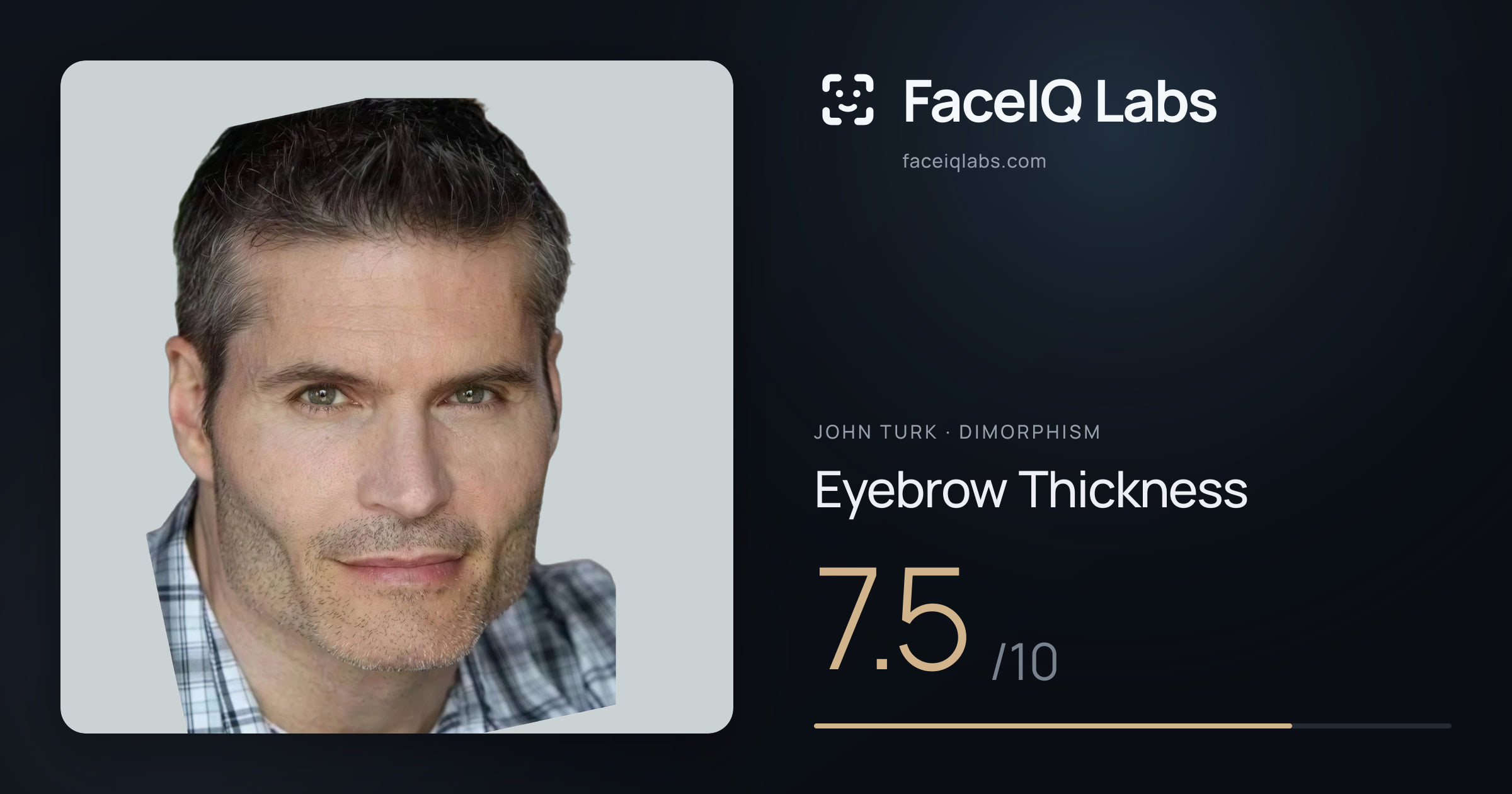 John Turk Eyebrow Thickness: 7.5/10, drawn on the photo