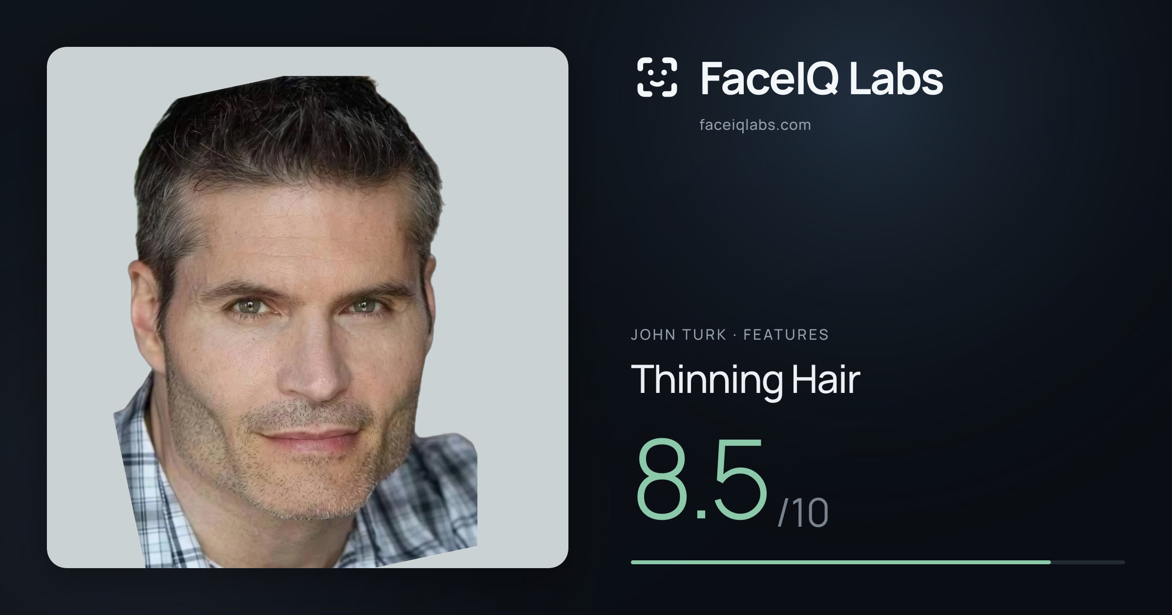 John Turk Thinning Hair: 8.5/10, drawn on the photo