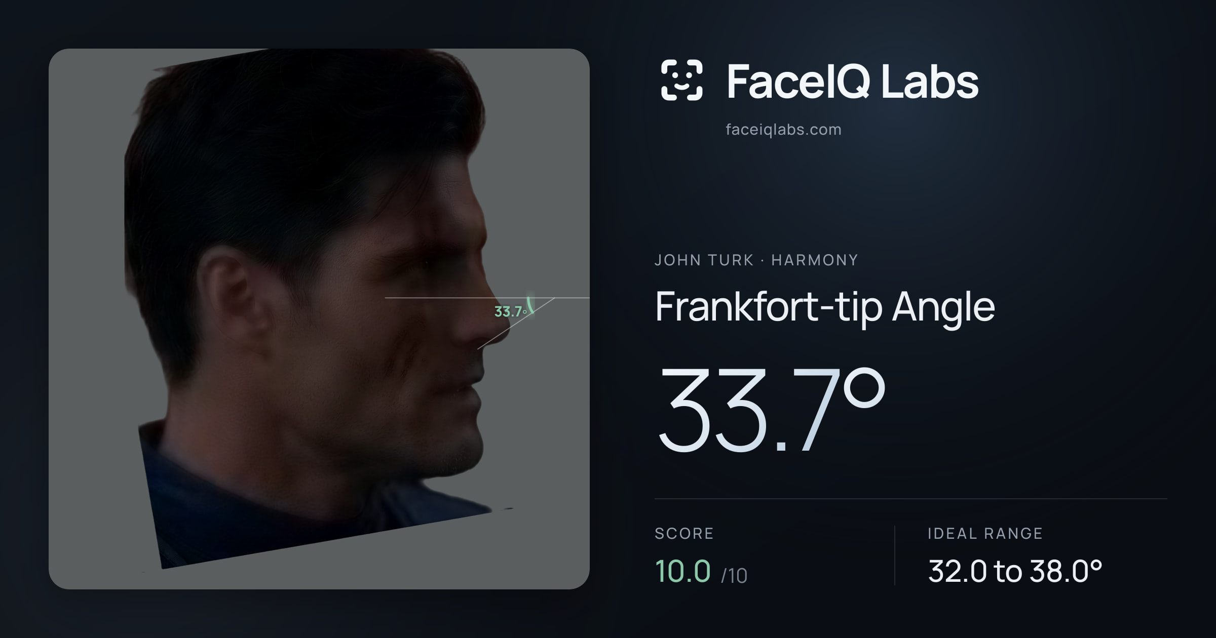 John Turk Frankfort-tip Angle: 33.7°, drawn on the photo