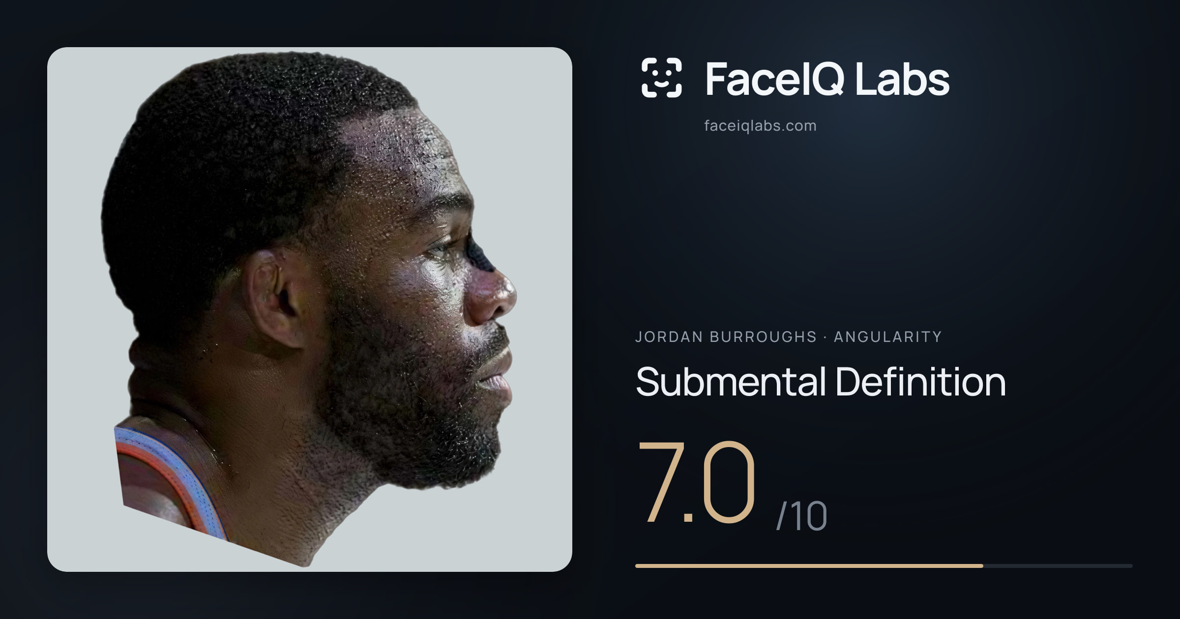Jordan Burroughs Submental Definition: 7.0/10, drawn on the photo