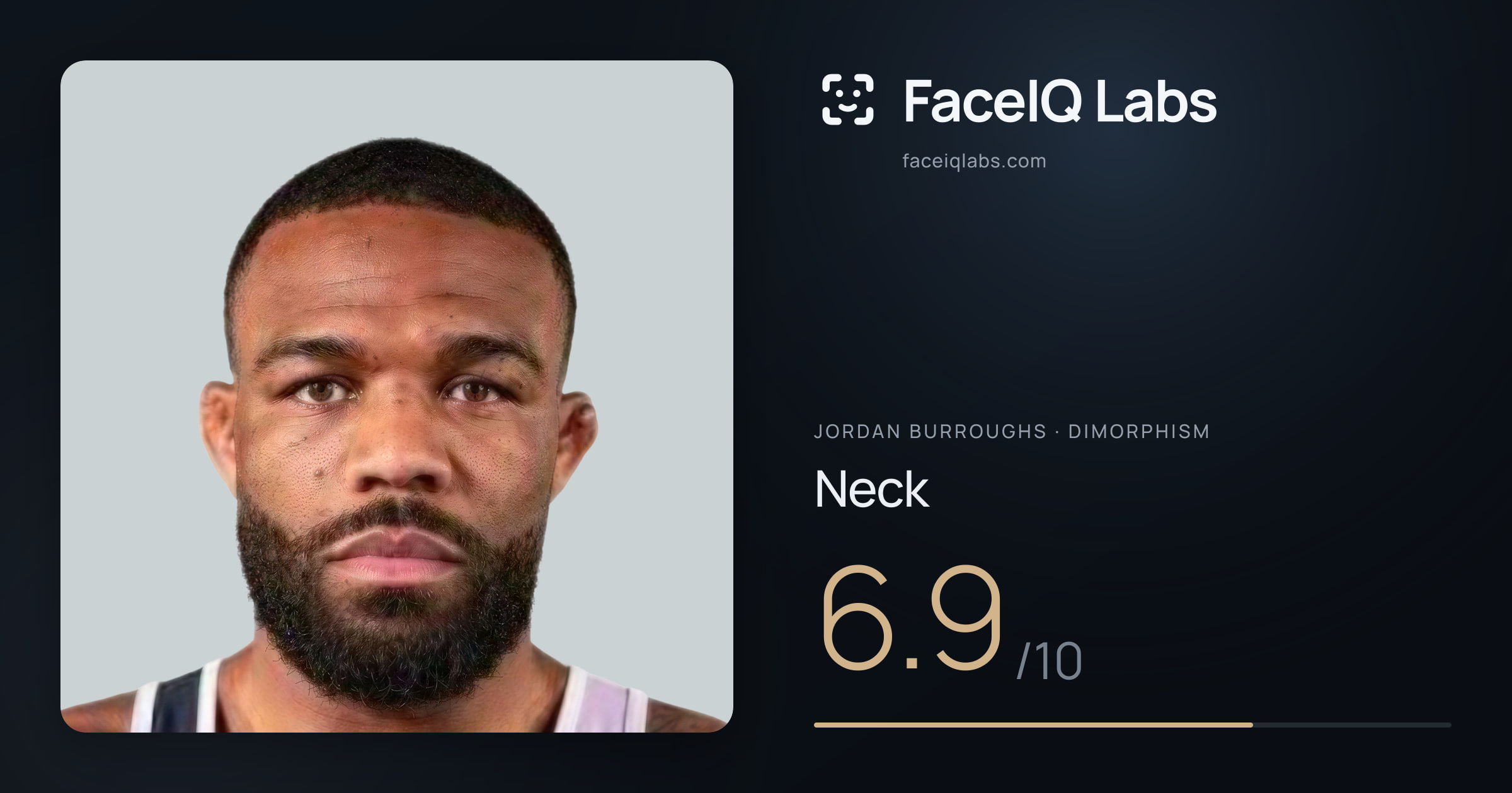 Jordan Burroughs Neck: 6.9/10, drawn on the photo