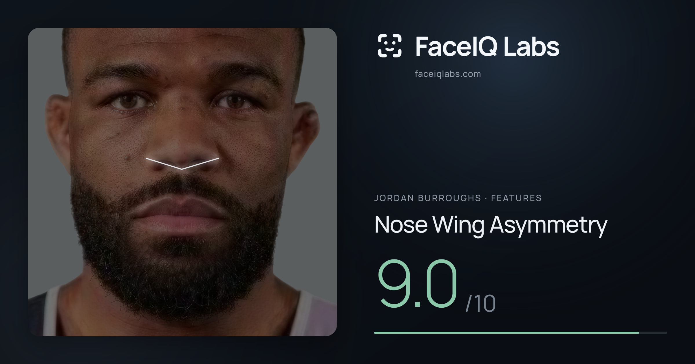 Jordan Burroughs Nose Wing Asymmetry: 9.0/10, drawn on the photo