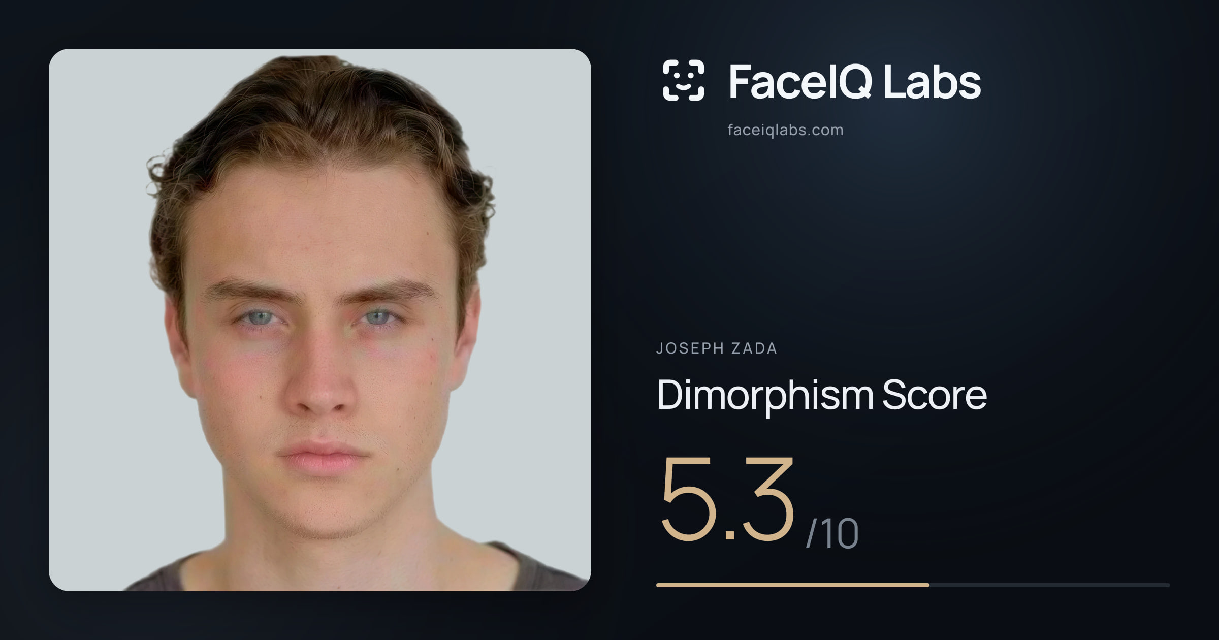 Joseph Zada Dimorphism: 5.3/10, with each assessment drawn on the photo