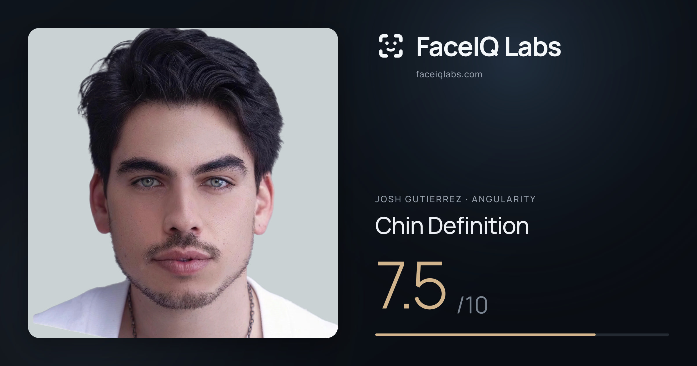 Josh Gutierrez Chin Definition: 7.5/10, drawn on the photo