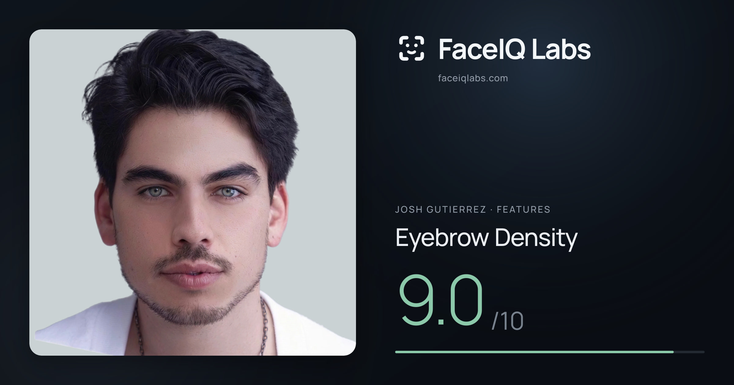 Josh Gutierrez Eyebrow Density: 9.0/10, drawn on the photo
