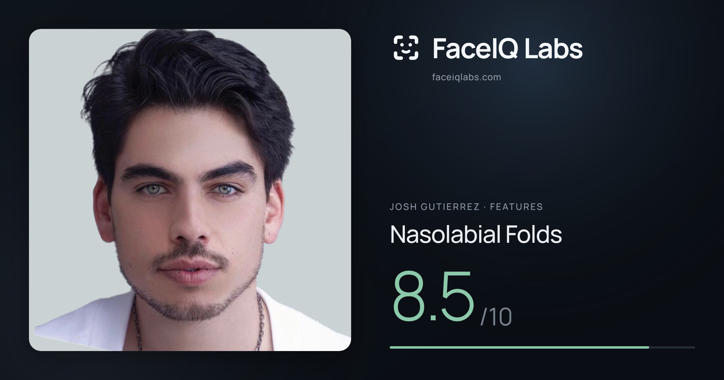 Josh Gutierrez Nasolabial Folds: 8.5/10, drawn on the photo