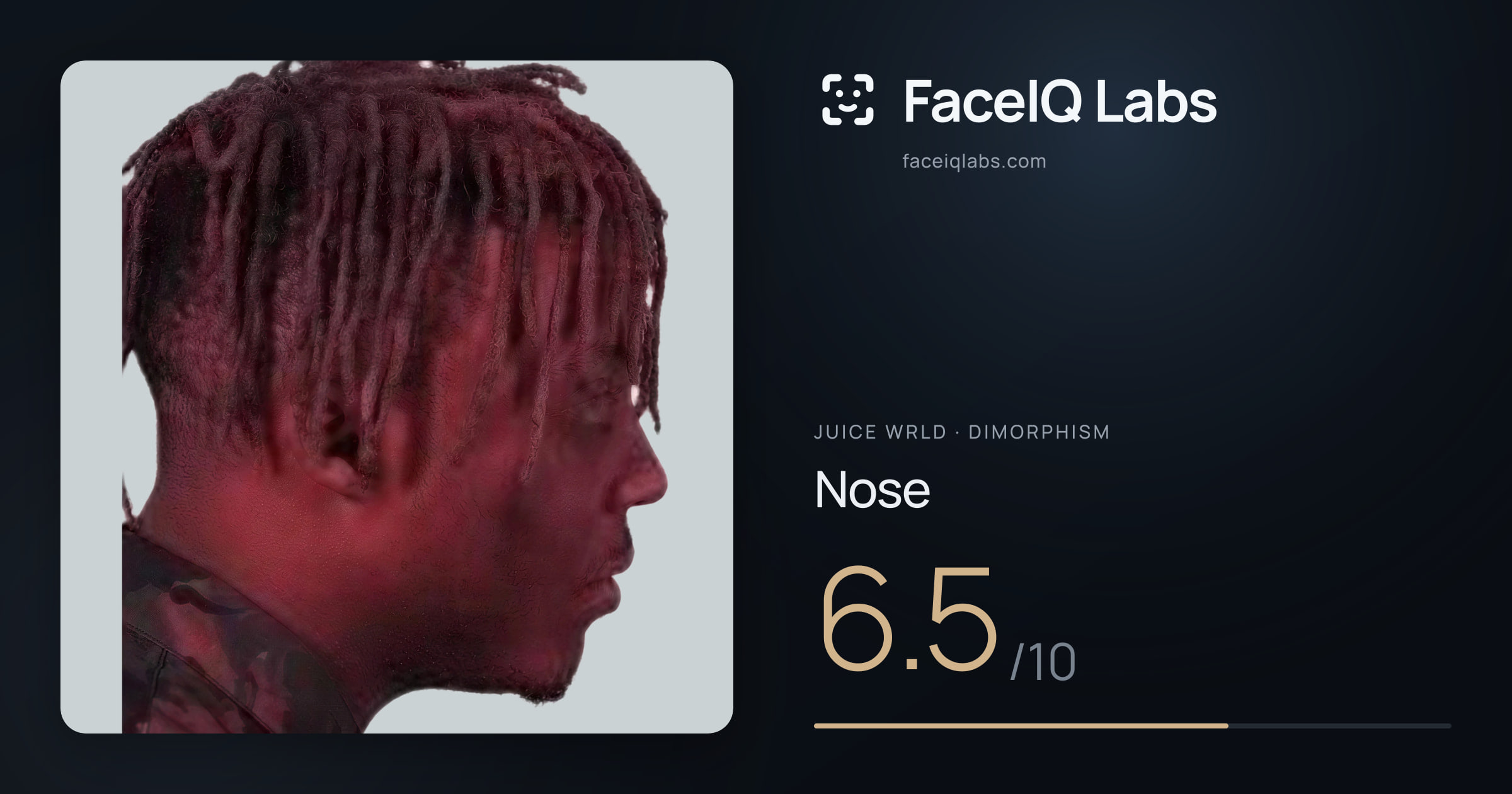 Juice WRLD Nose: 6.5/10, drawn on the photo