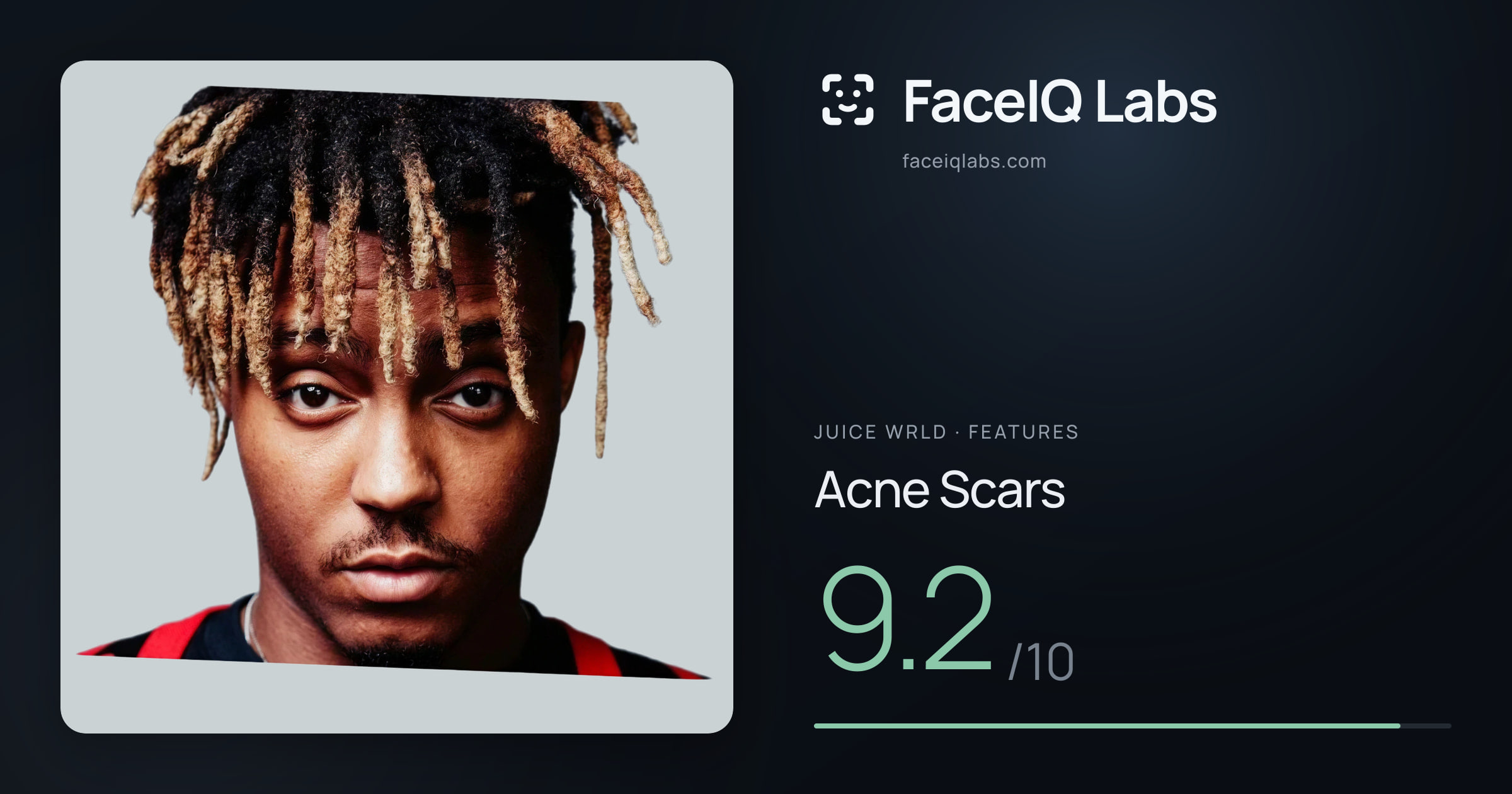 Juice WRLD Acne Scars: 9.2/10, drawn on the photo