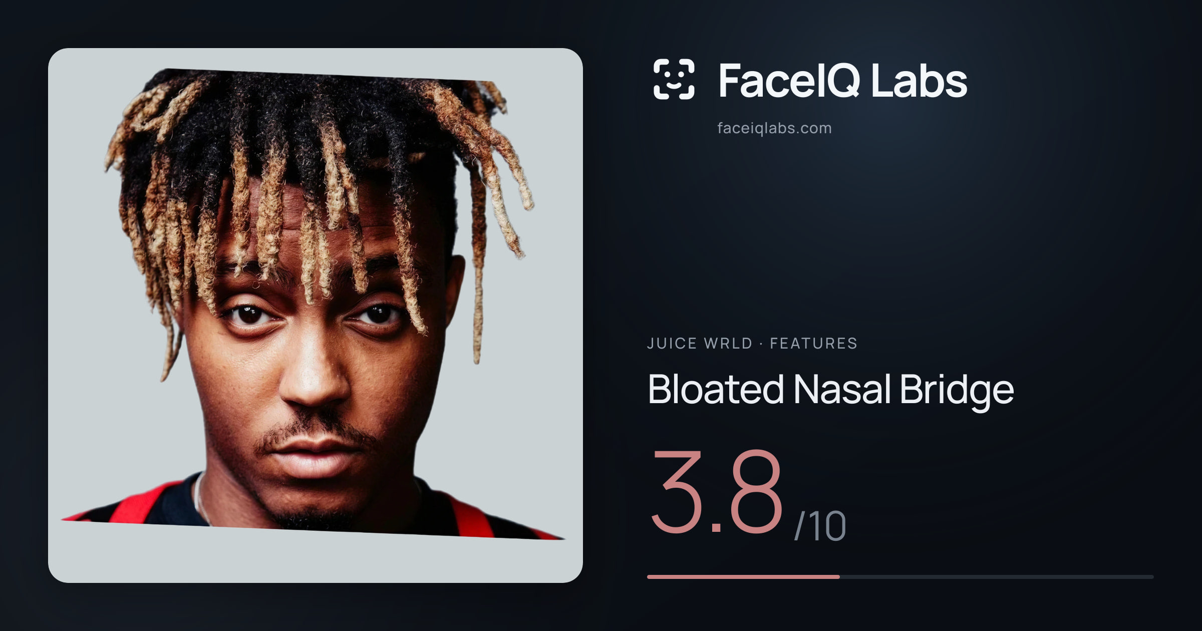 Juice WRLD Bloated Nasal Bridge: 3.8/10, drawn on the photo