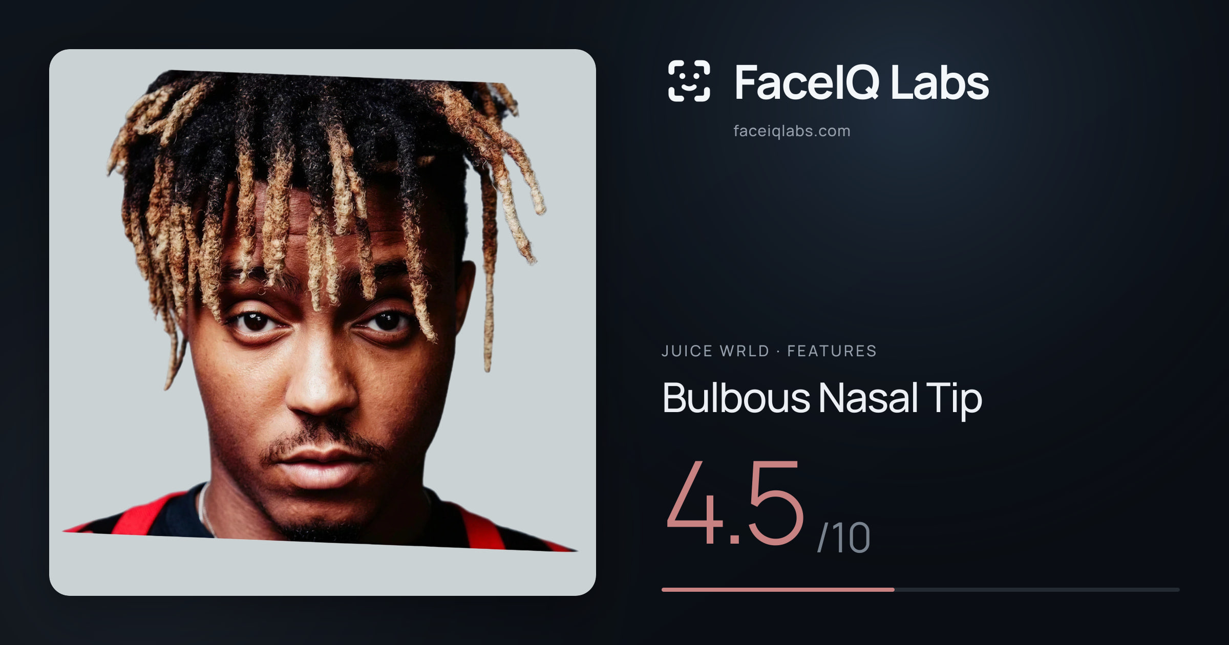 Juice WRLD Bulbous Nasal Tip: 4.5/10, drawn on the photo