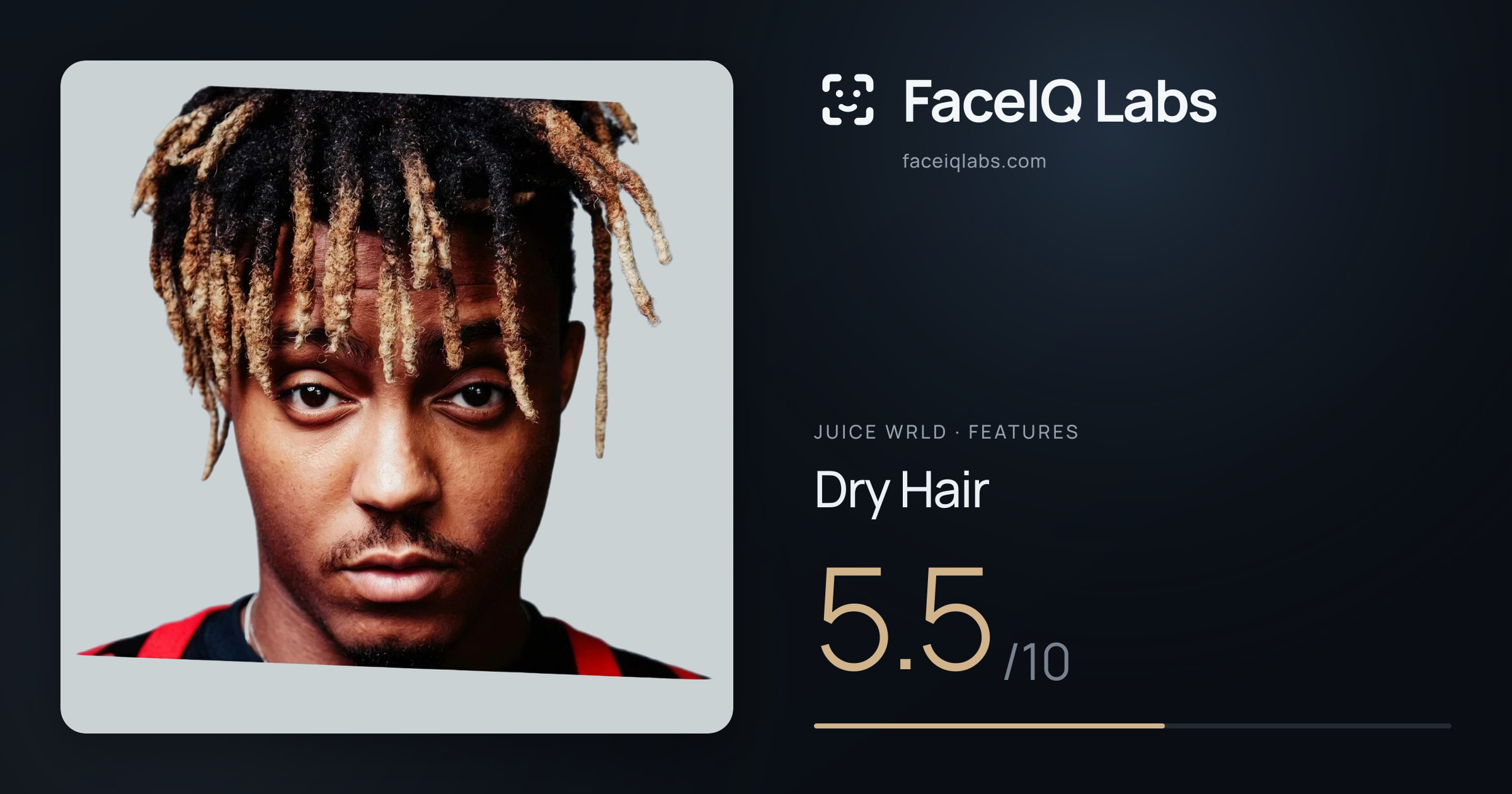 Juice WRLD Dry Hair: 5.5/10, drawn on the photo