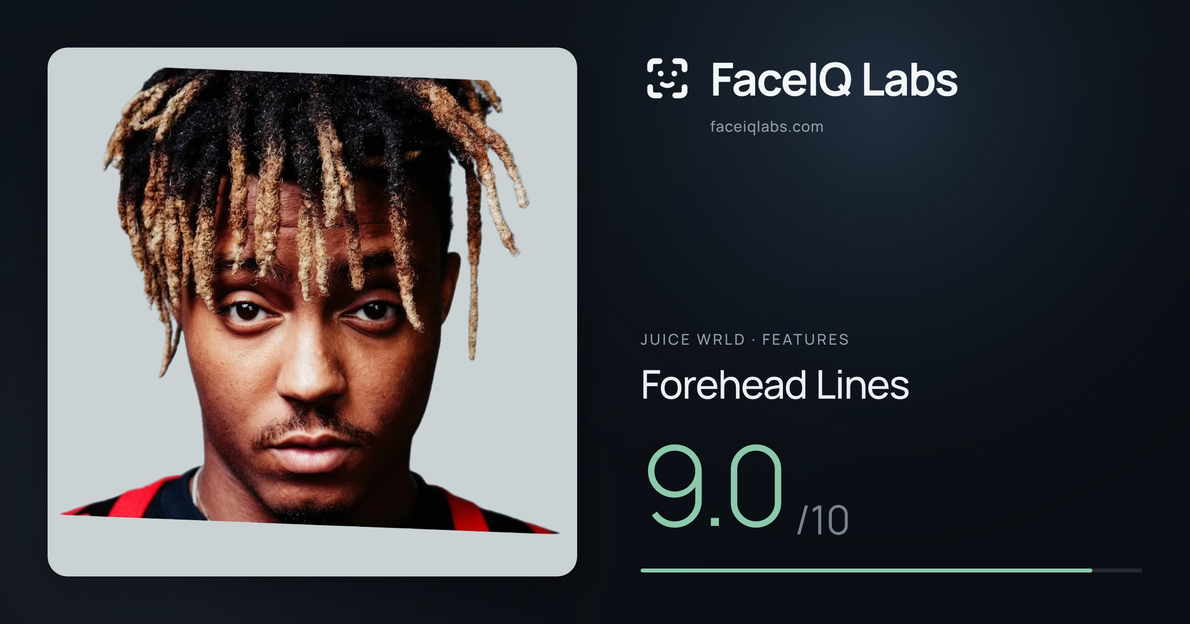 Juice WRLD Forehead Lines: 9.0/10, drawn on the photo