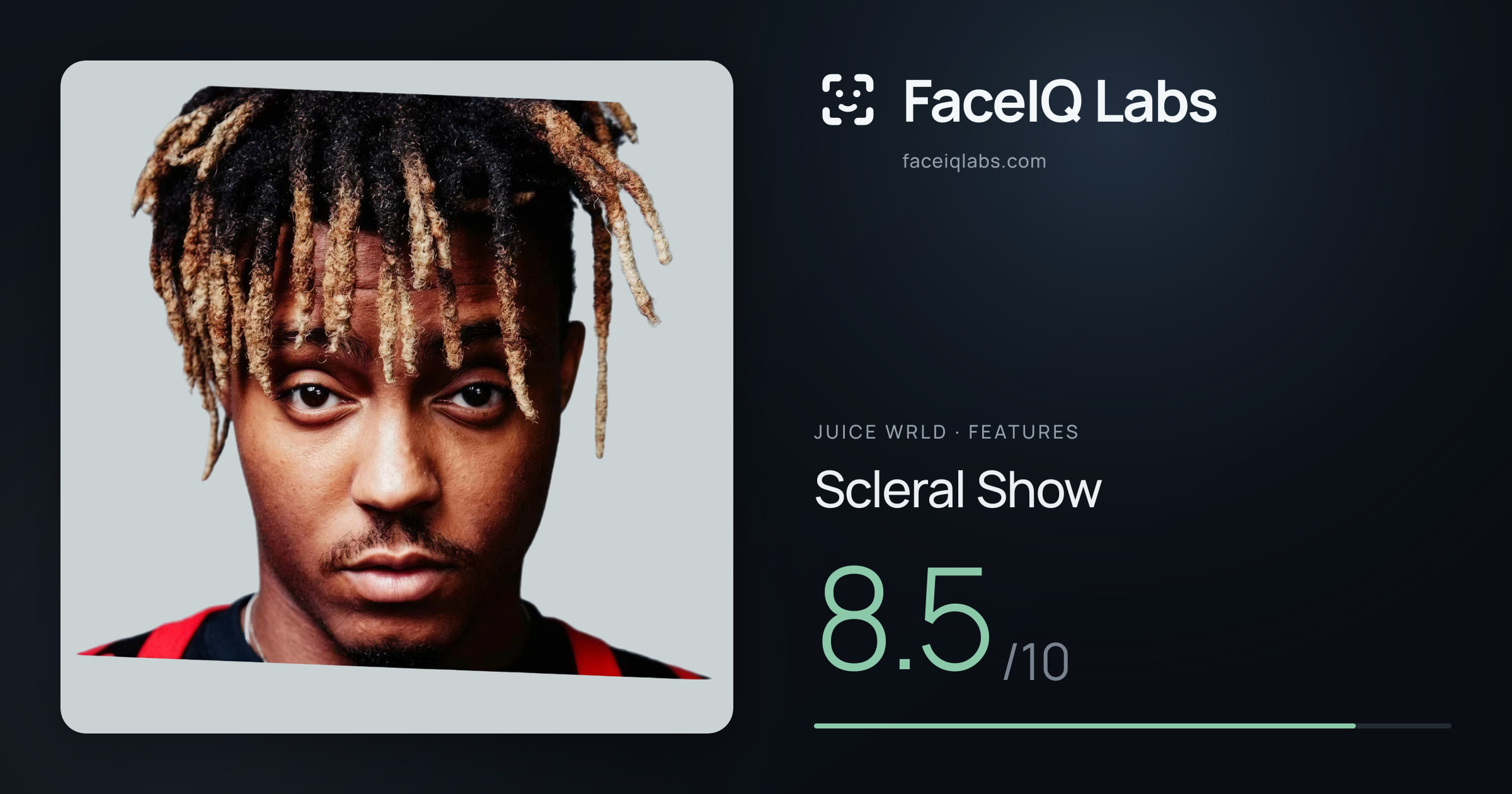 Juice WRLD Scleral Show: 8.5/10, drawn on the photo