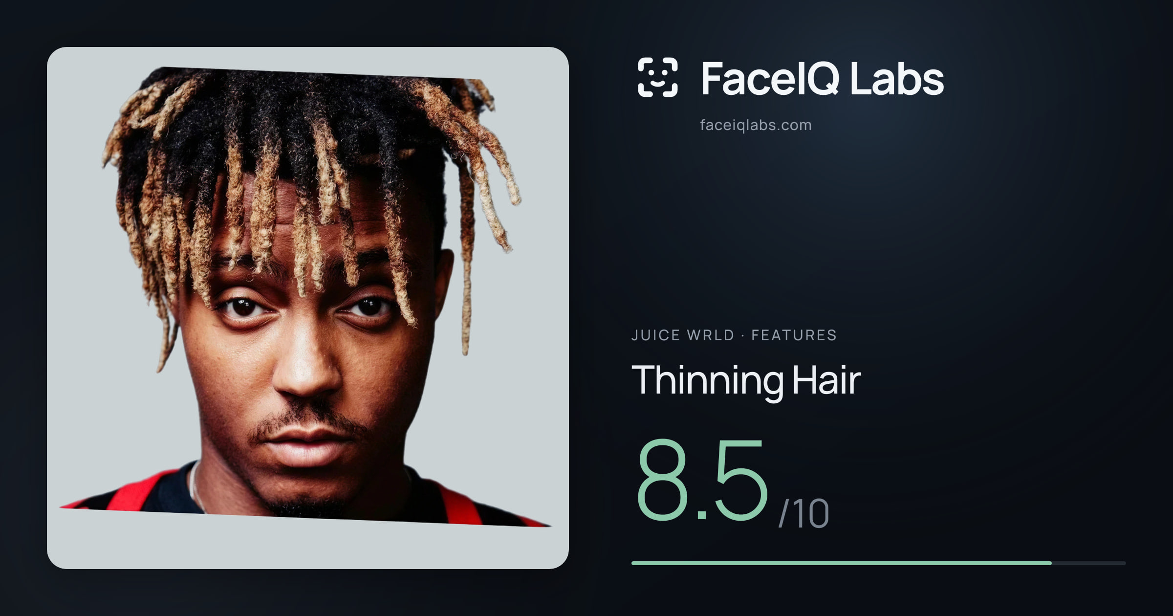 Juice WRLD Thinning Hair: 8.5/10, drawn on the photo