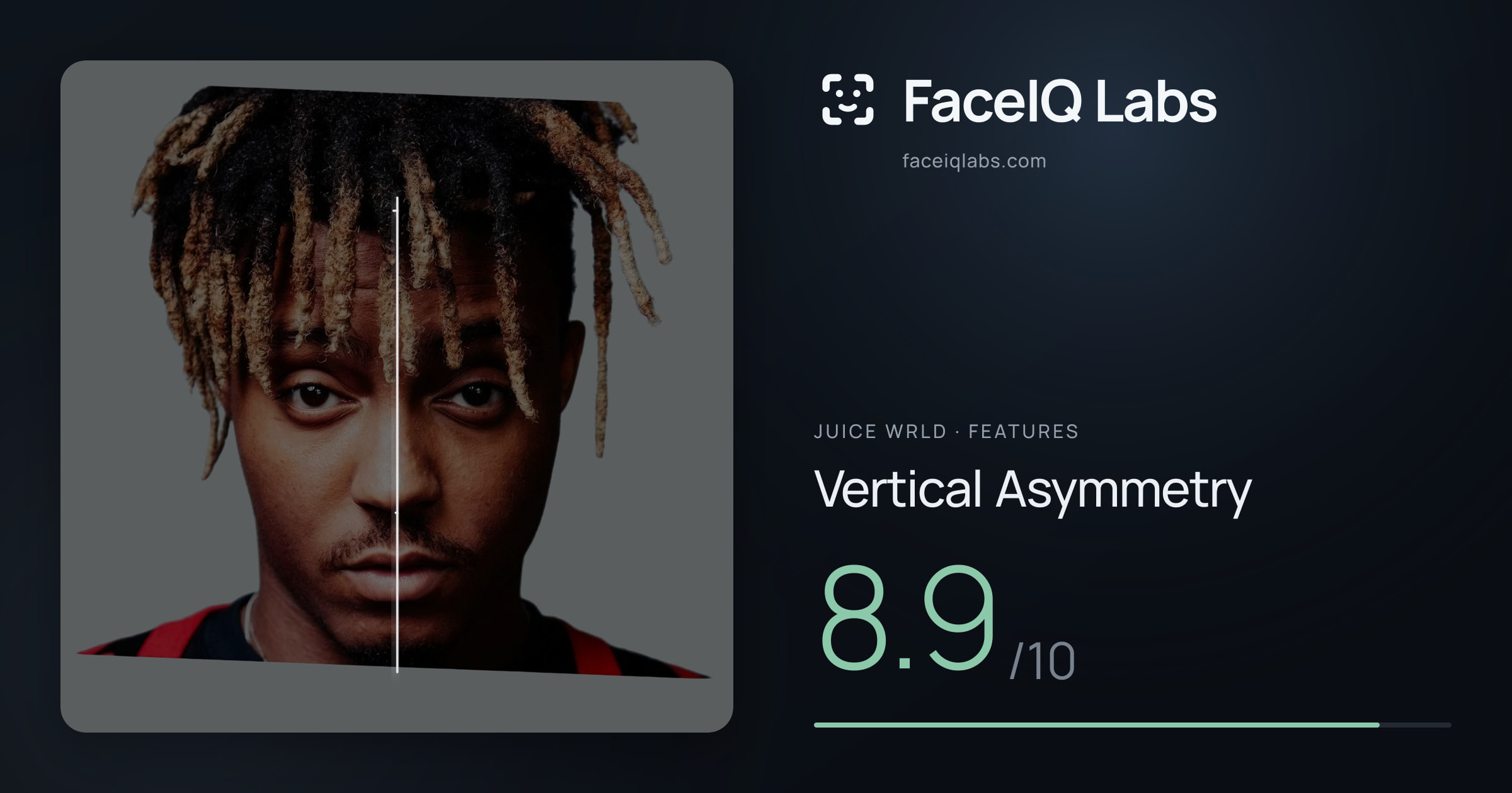 Juice WRLD Vertical Asymmetry: 8.9/10, drawn on the photo