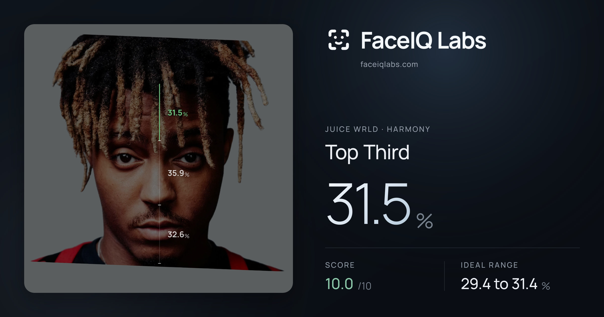 Juice WRLD Top Third: 31.5%, drawn on the photo