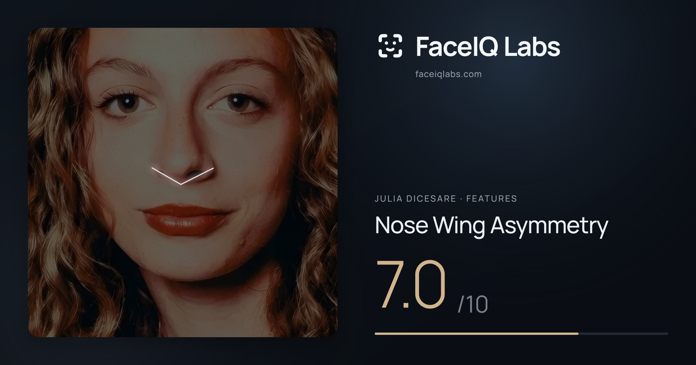 Julia DiCesare Nose Wing Asymmetry: 7.0/10, drawn on the photo