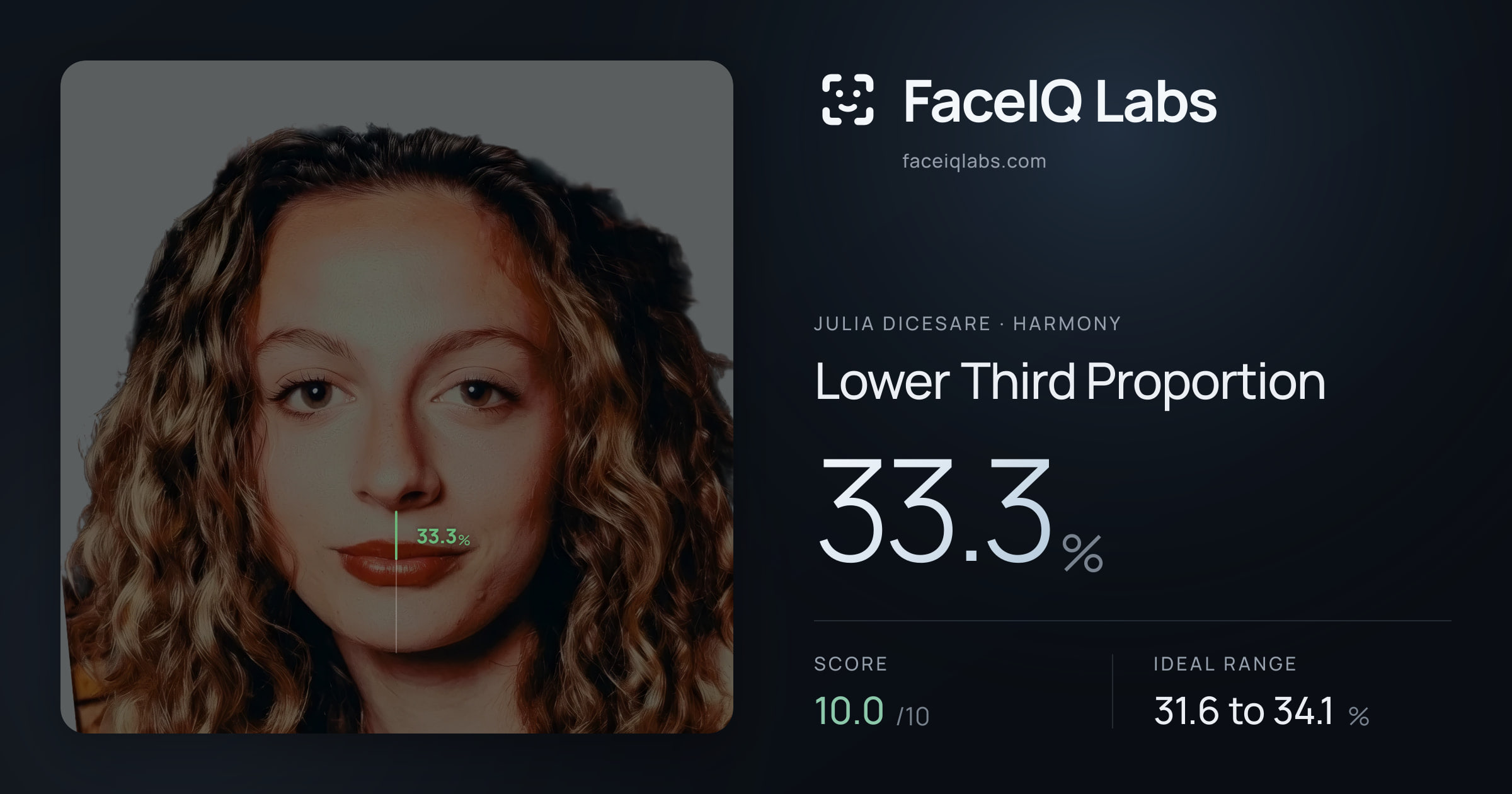 Julia DiCesare Lower Third Proportion: 33.3%, drawn on the photo