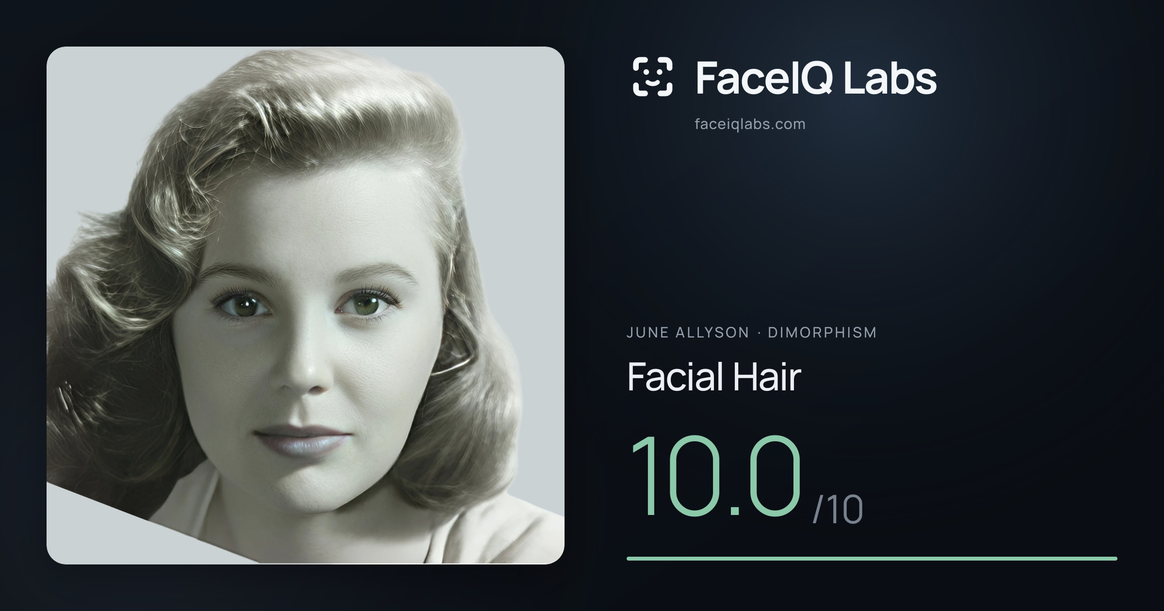 June Allyson Facial Hair: 10.0/10, drawn on the photo