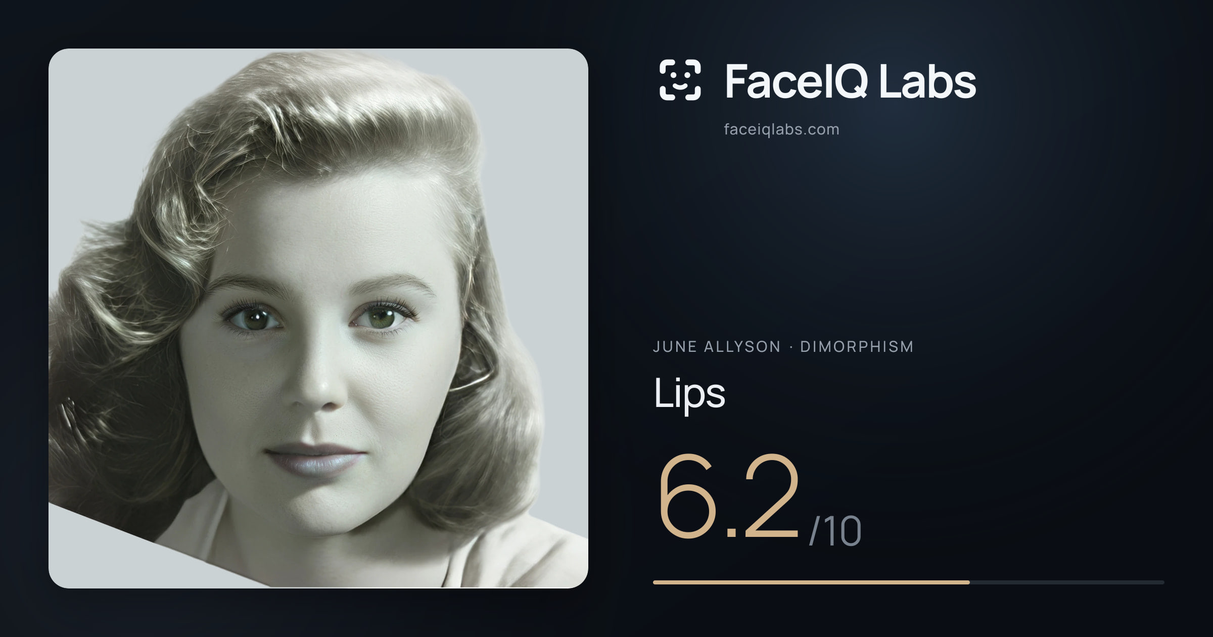 June Allyson Lips: 6.2/10, drawn on the photo