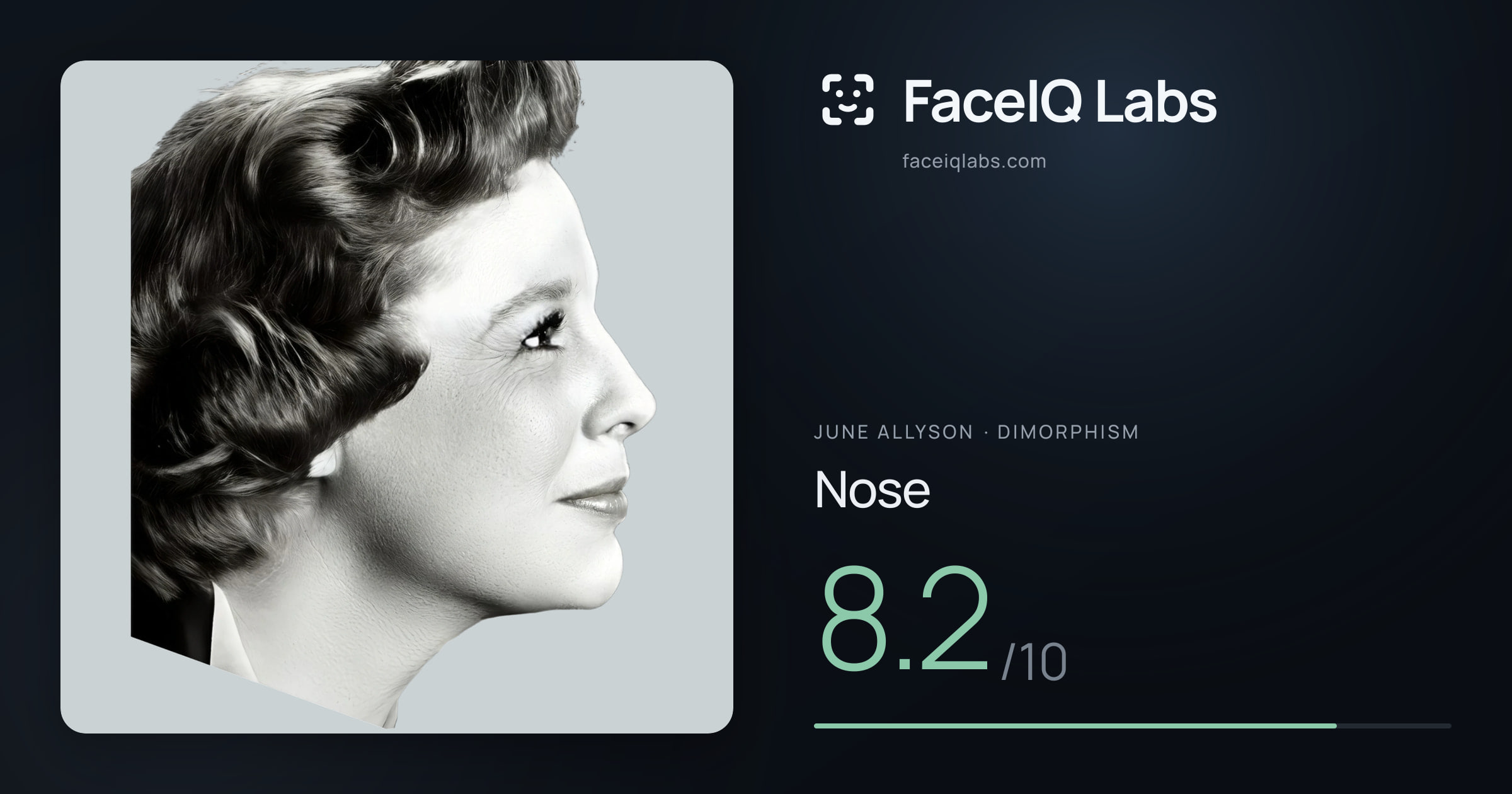 June Allyson Nose: 8.2/10, drawn on the photo