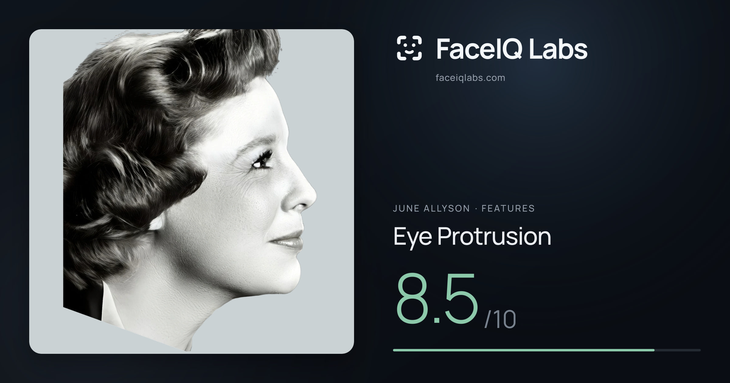 June Allyson Eye Protrusion: 8.5/10, drawn on the photo