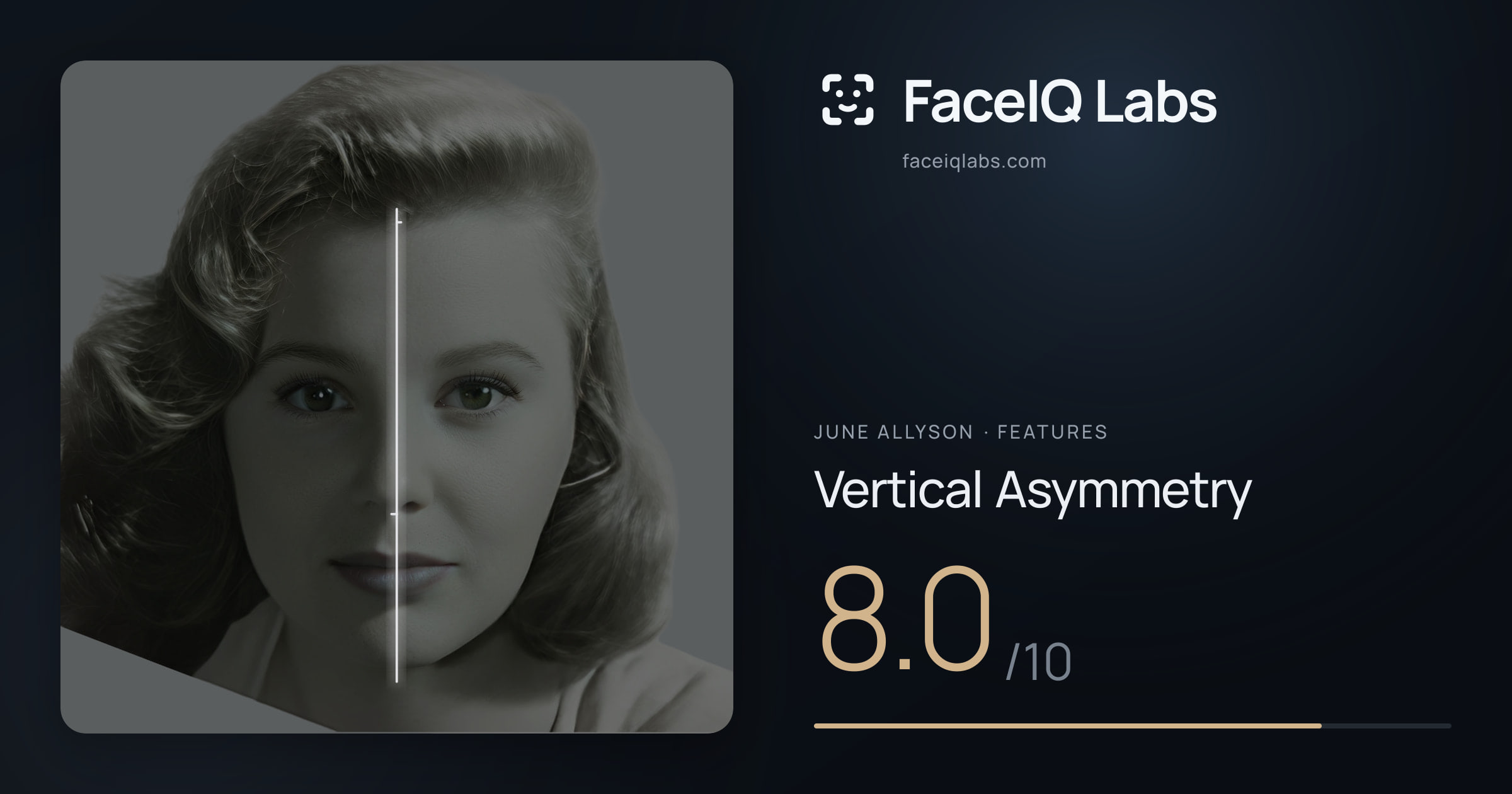 June Allyson Vertical Asymmetry: 8.0/10, drawn on the photo
