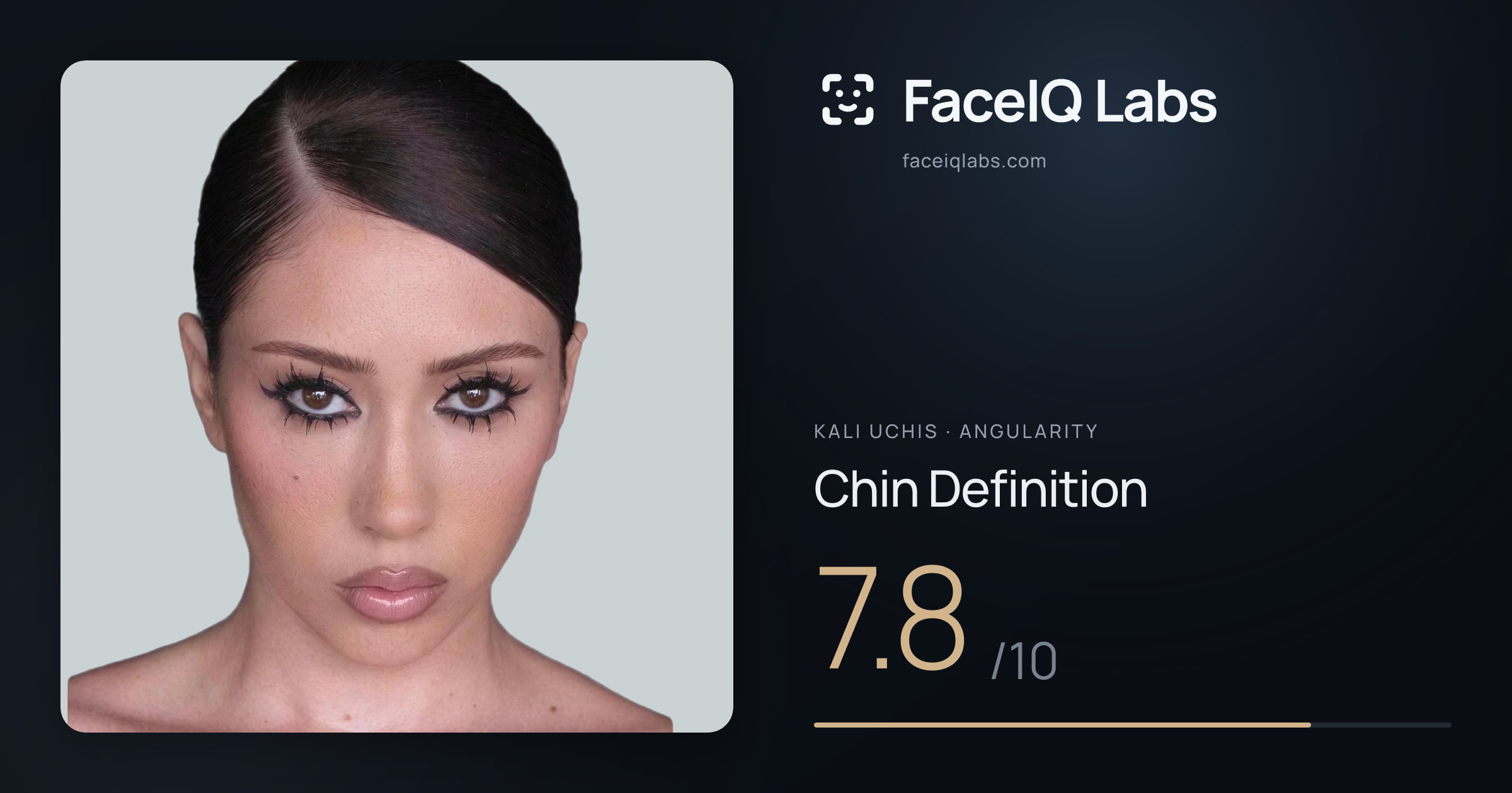 Kali Uchis Chin Definition: 7.8/10, drawn on the photo