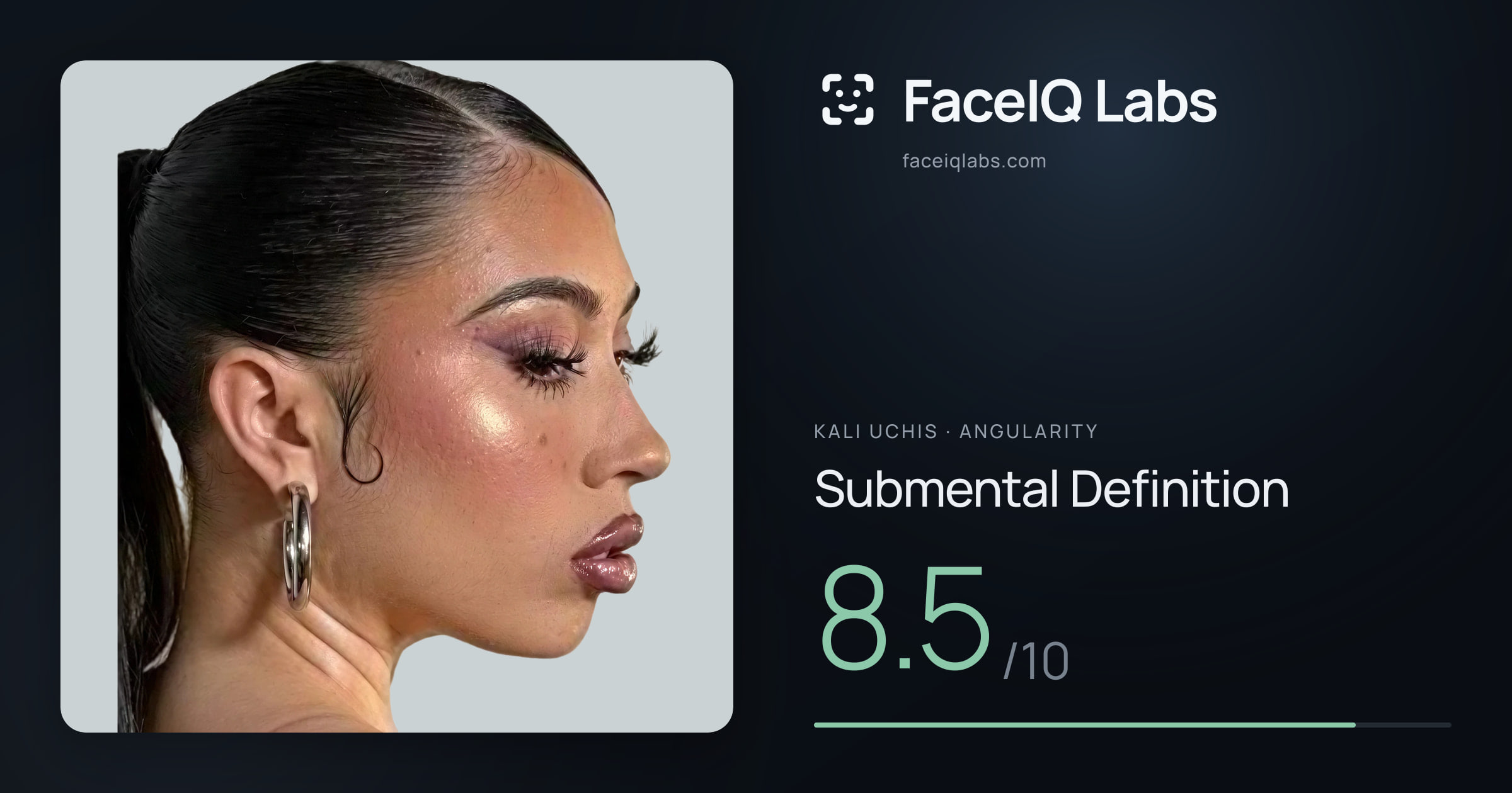 Kali Uchis Submental Definition: 8.5/10, drawn on the photo