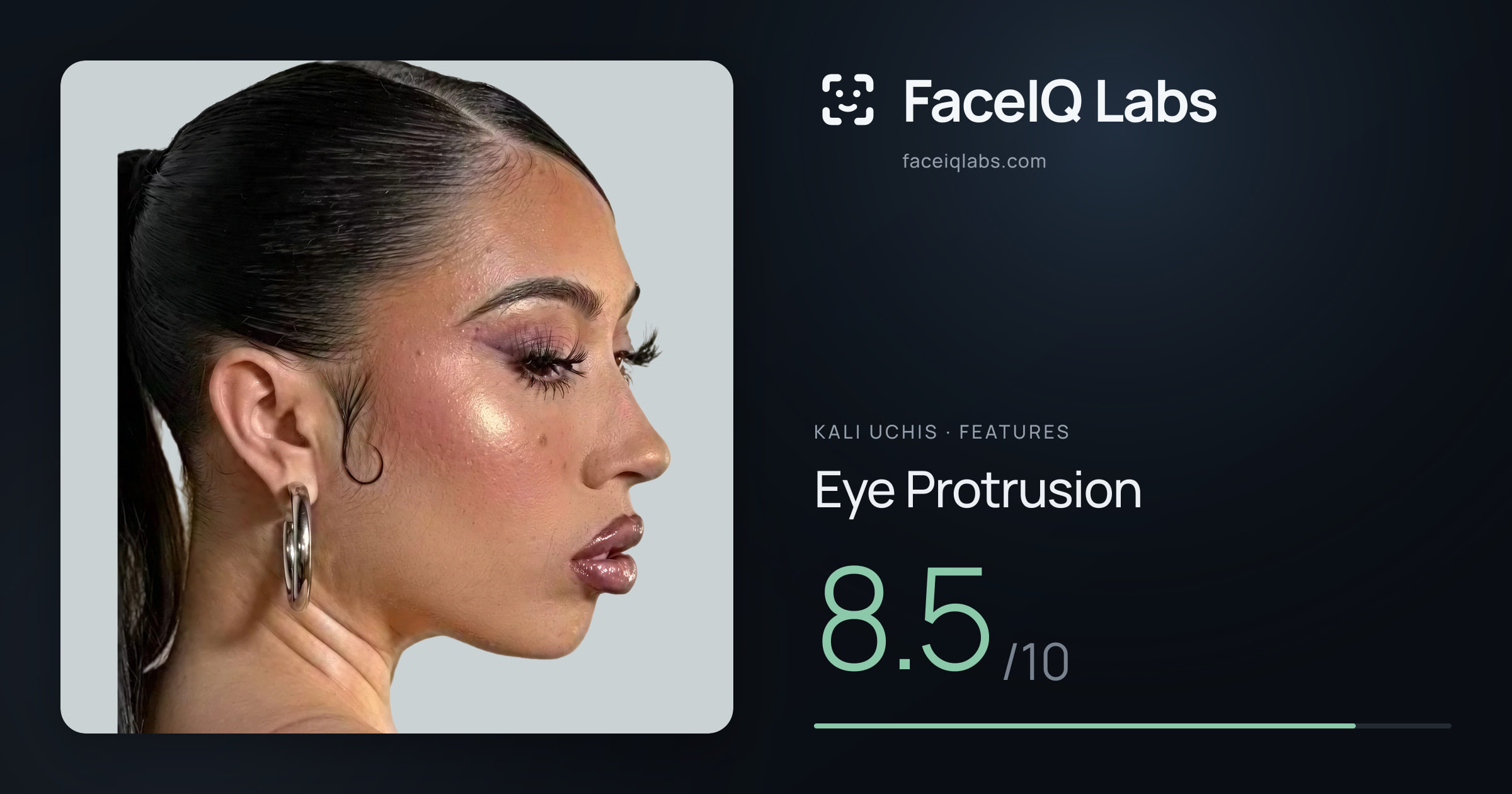 Kali Uchis Eye Protrusion: 8.5/10, drawn on the photo