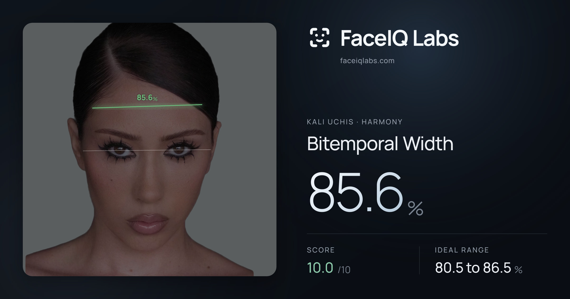 Kali Uchis Bitemporal Width: 85.6%, drawn on the photo