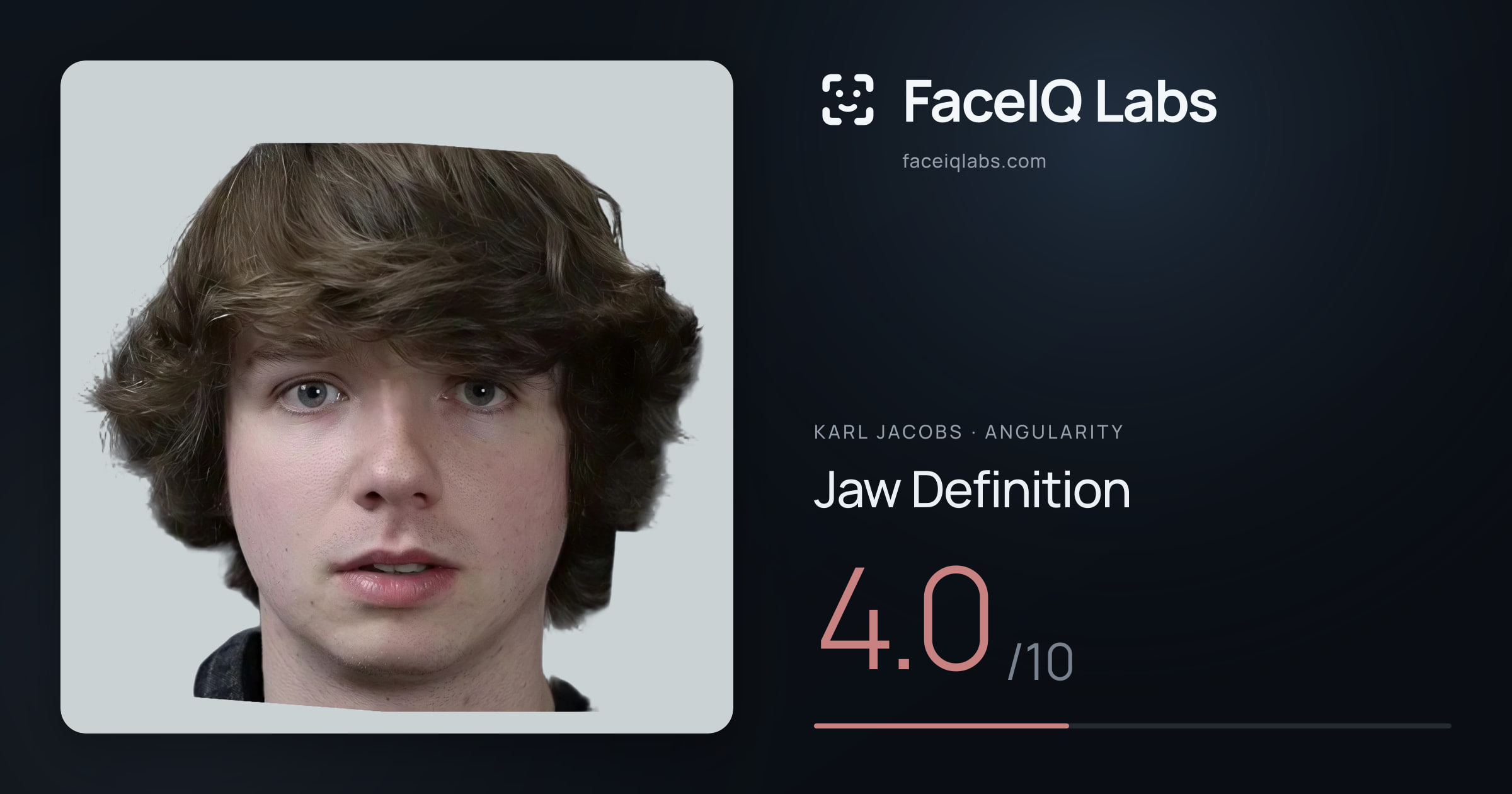 Karl Jacobs Jaw Definition: 4.0/10, drawn on the photo