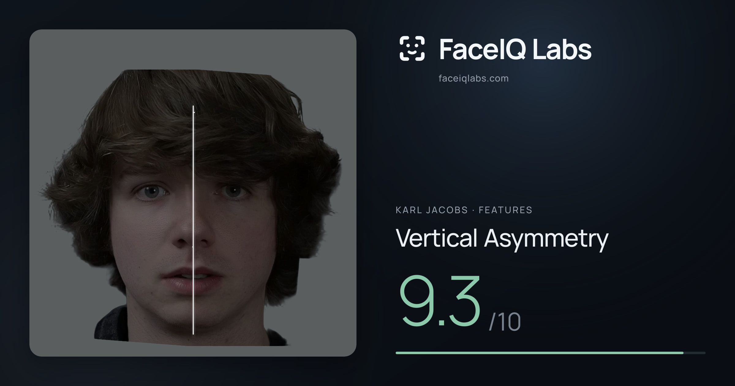 Karl Jacobs Vertical Asymmetry: 9.3/10, drawn on the photo