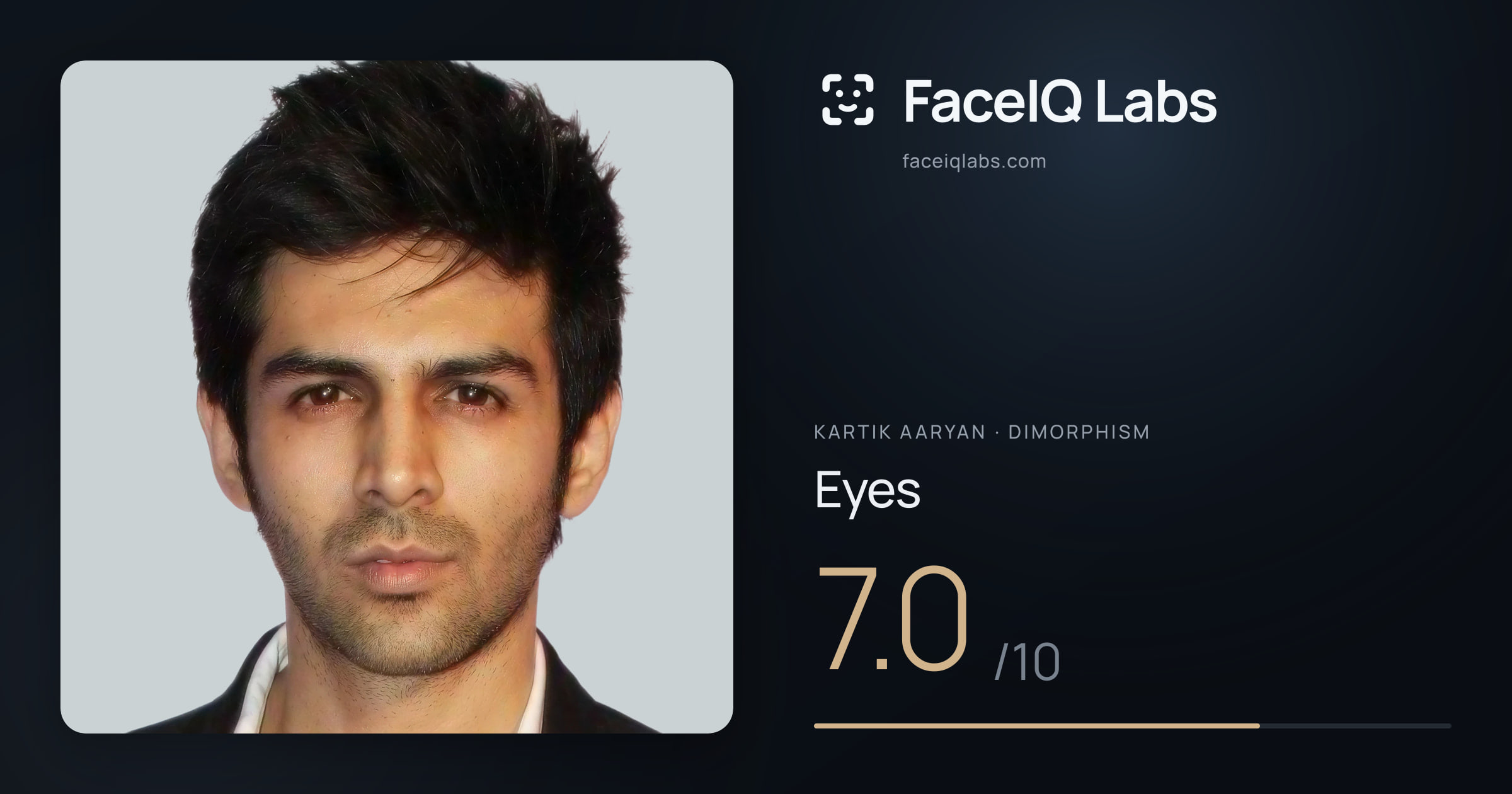 Kartik aaryan Eyes: 7.0/10, drawn on the photo
