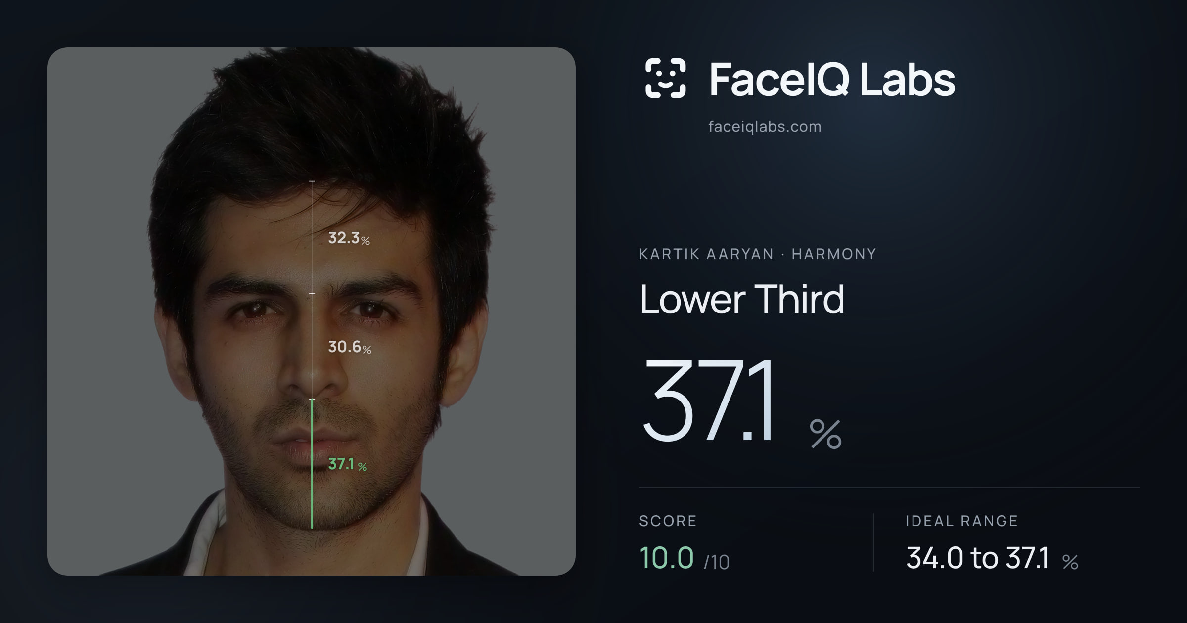 Kartik aaryan Lower Third: 37.1%, drawn on the photo